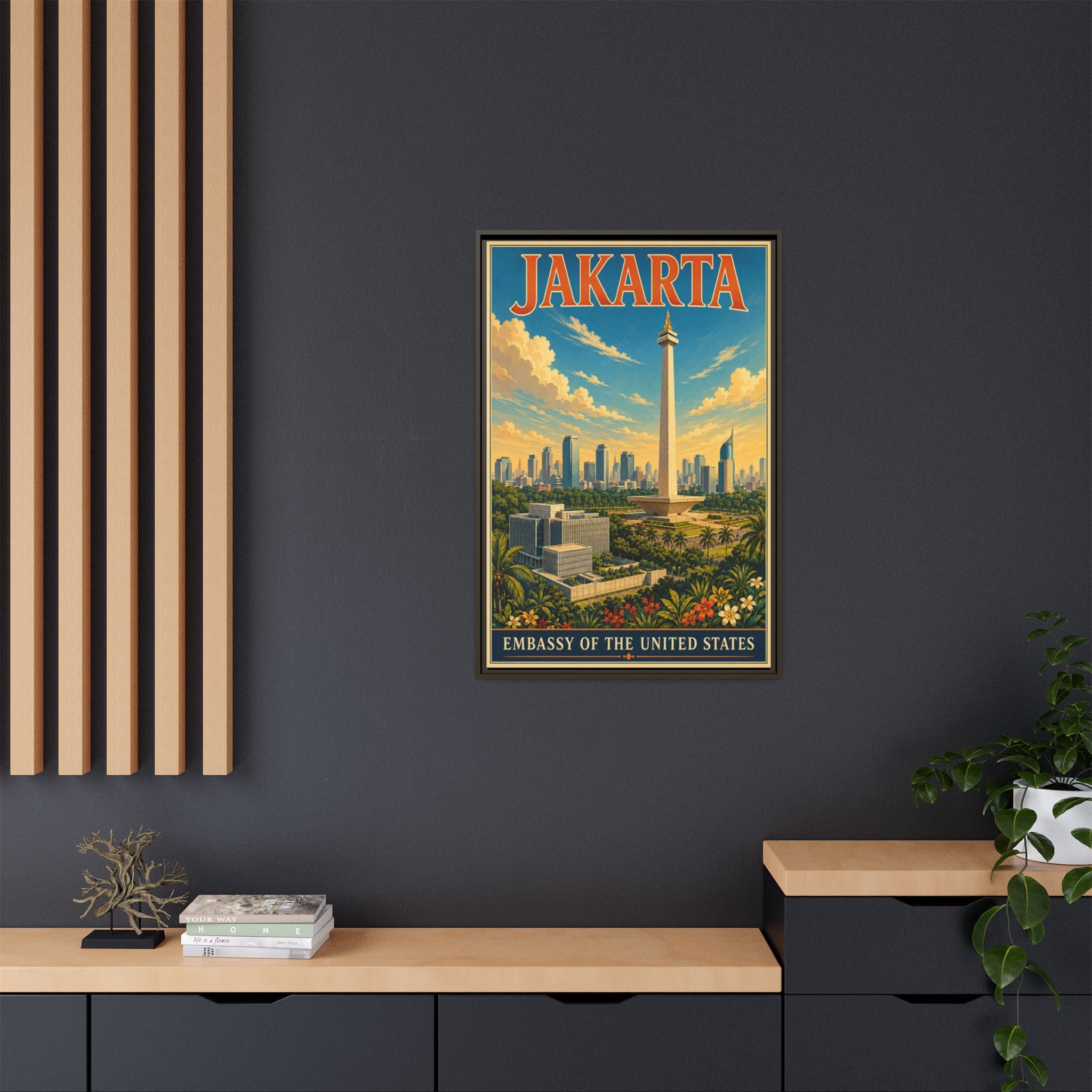 Jakarta Embassy Wrapped Canvas Framed