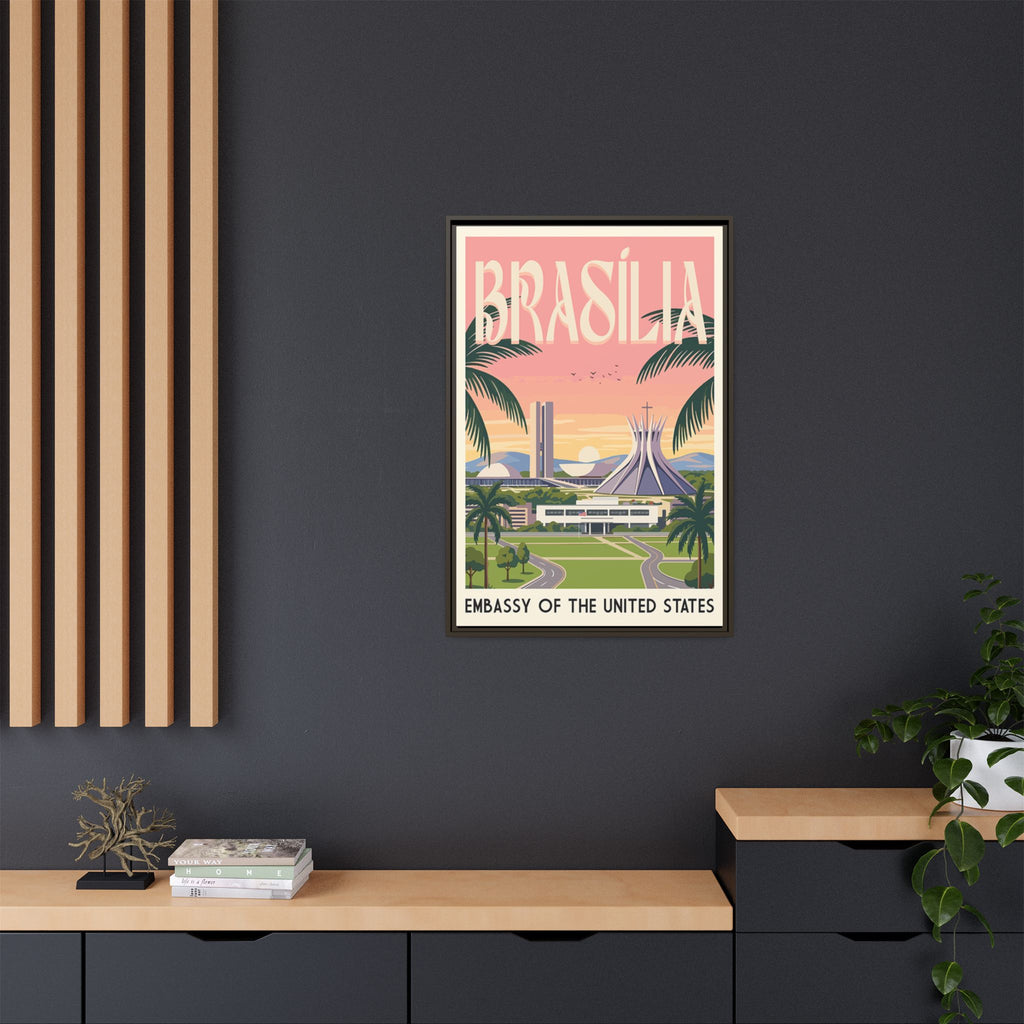 Brasília Embassy Wrapped Canvas Framed