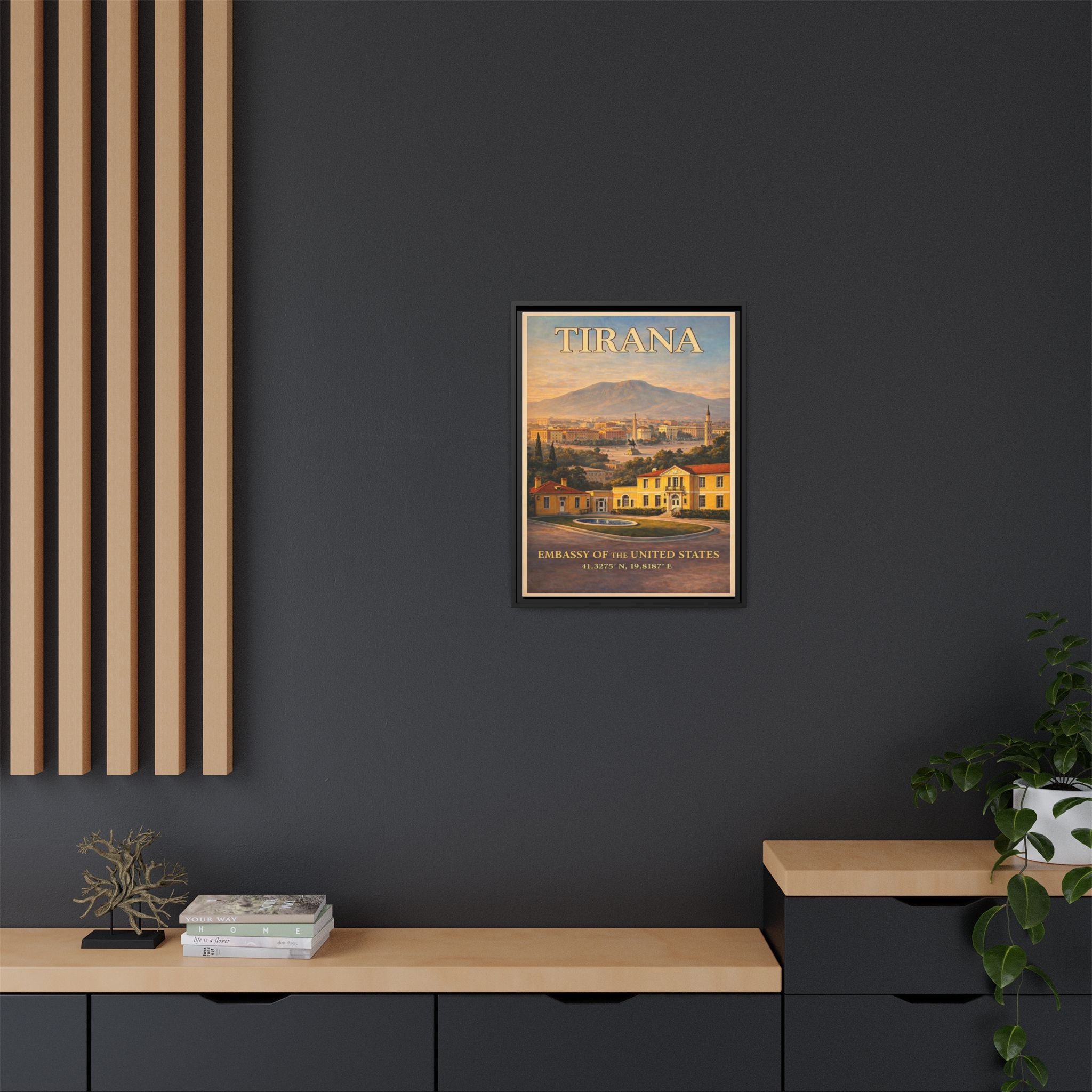Tirana Embassy Wrapped Canvas Framed