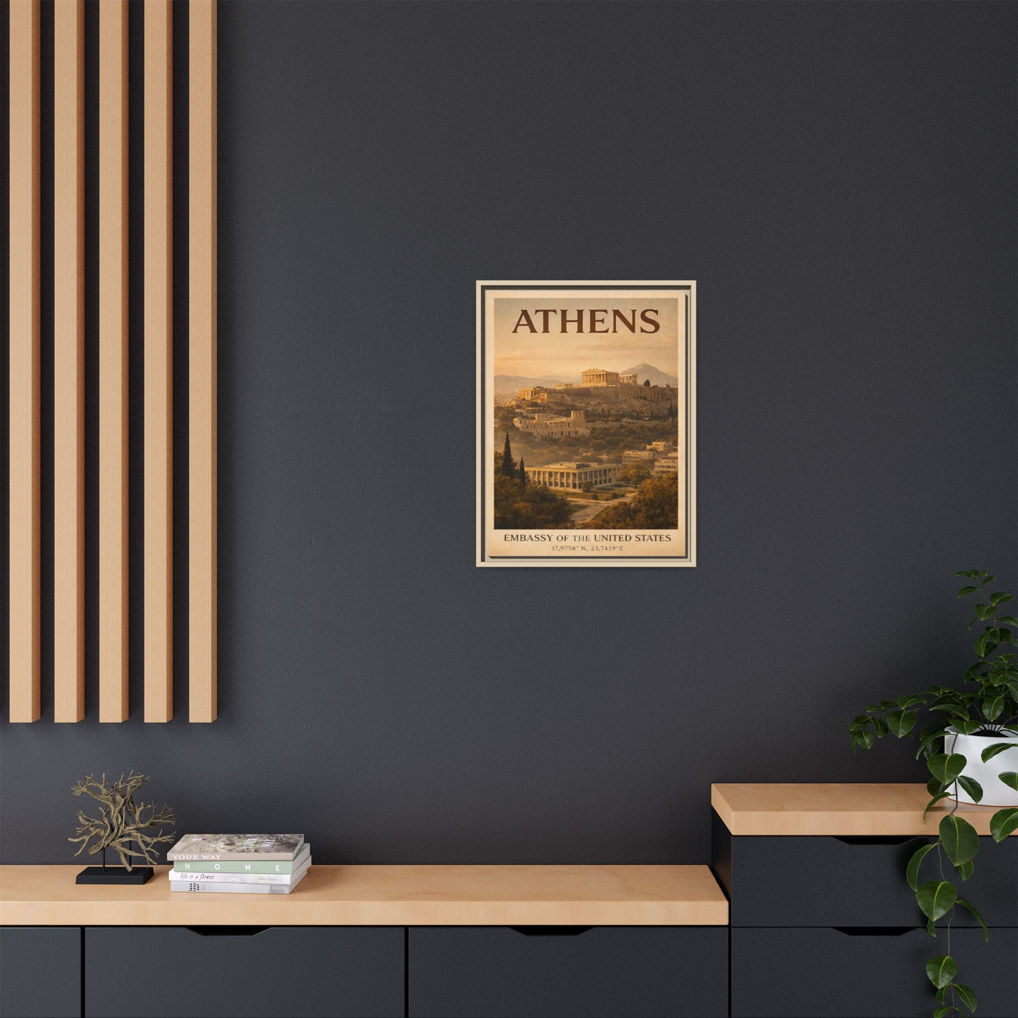Athens Embassy Wrapped Canvas Framed
