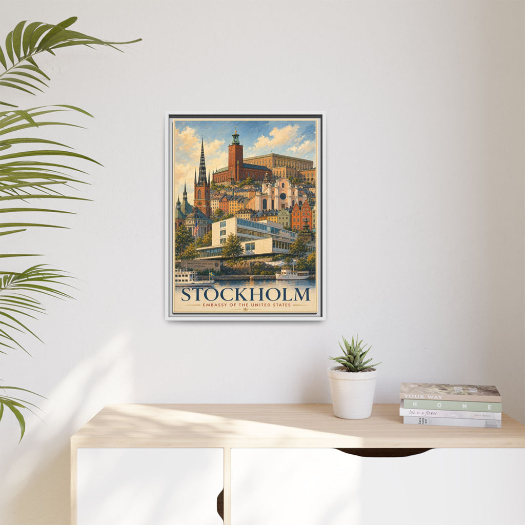 Stockholm Embassy Wrapped Canvas Framed