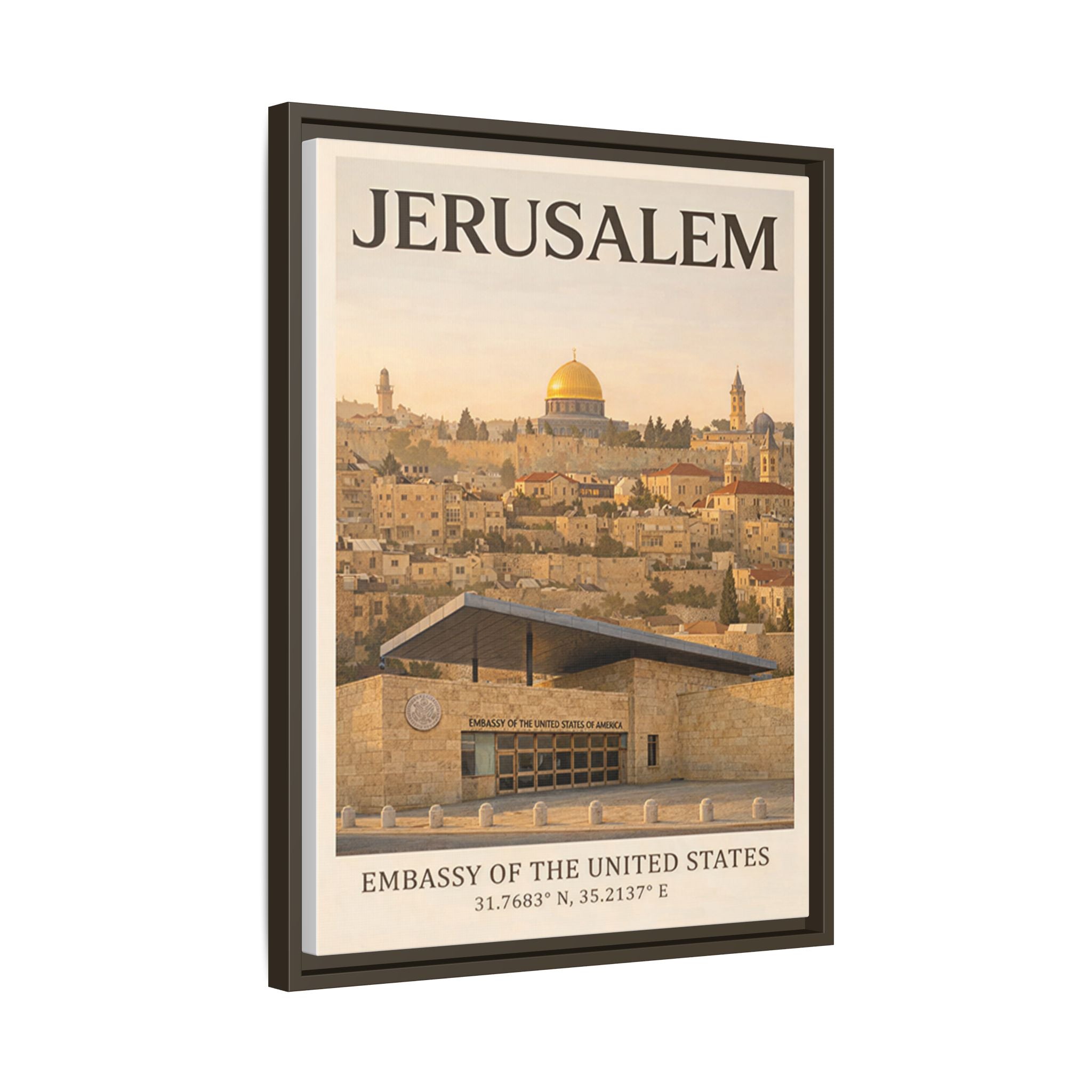 Jerusalem Embassy Wrapped Canvas Framed