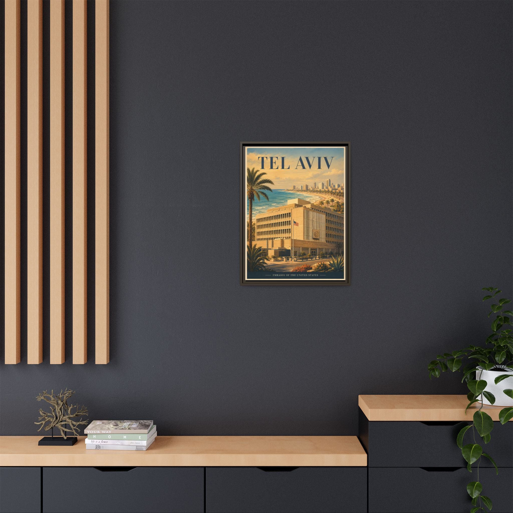 Tel Aviv Embassy Wrapped Canvas Framed