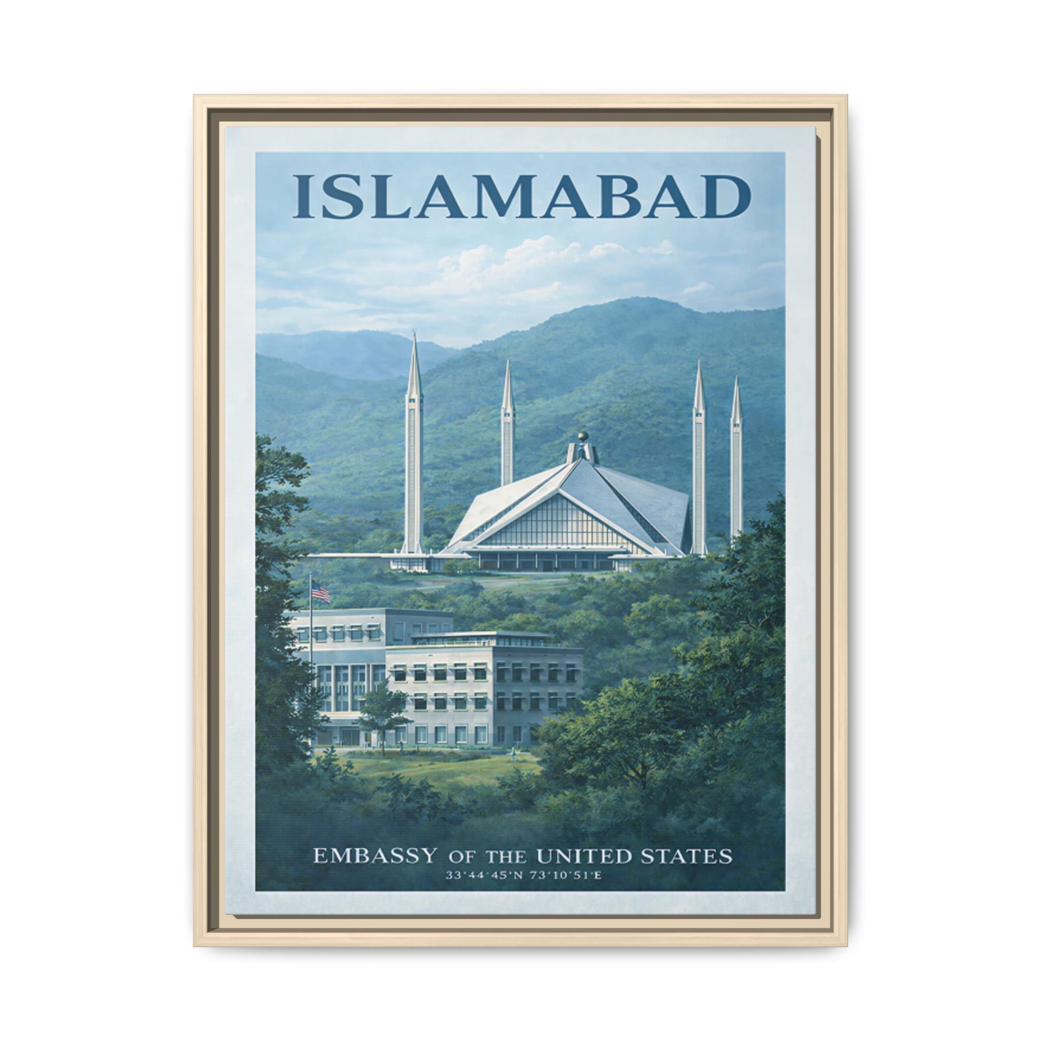 Islamabad Embassy Wrapped Canvas Framed