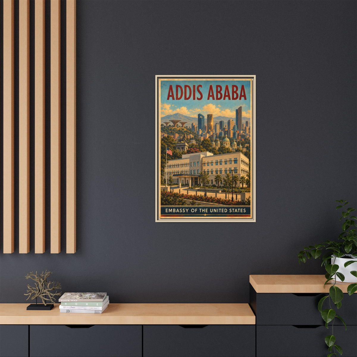 Addis Ababa Embassy Wrapped Canvas Framed