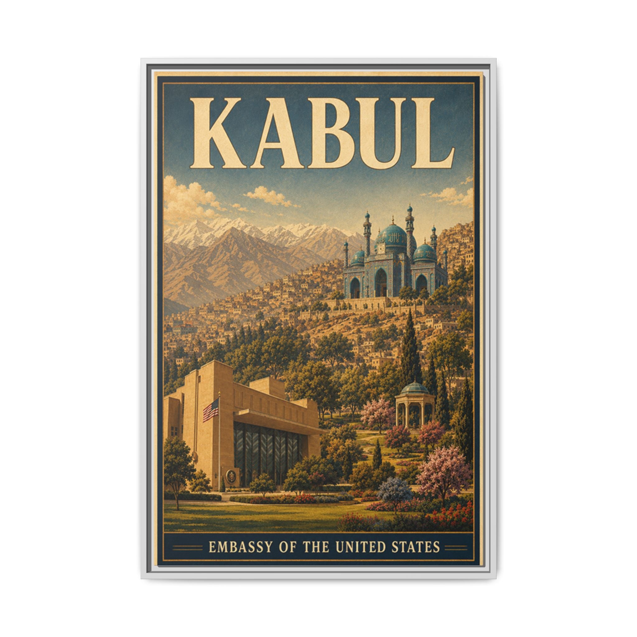 Kabul Embassy Wrapped Canvas Framed