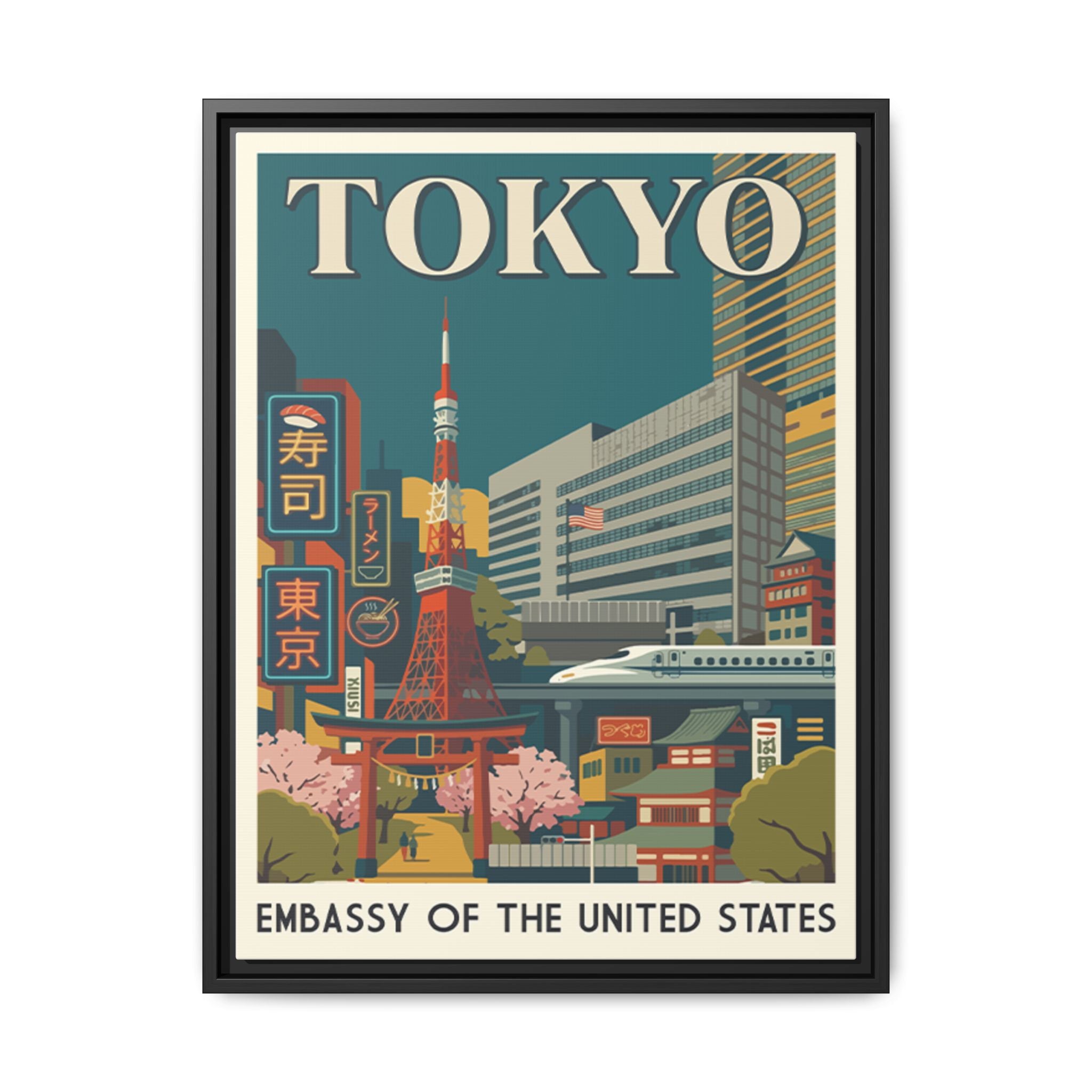 Tokyo Embassy Wrapped Canvas Framed