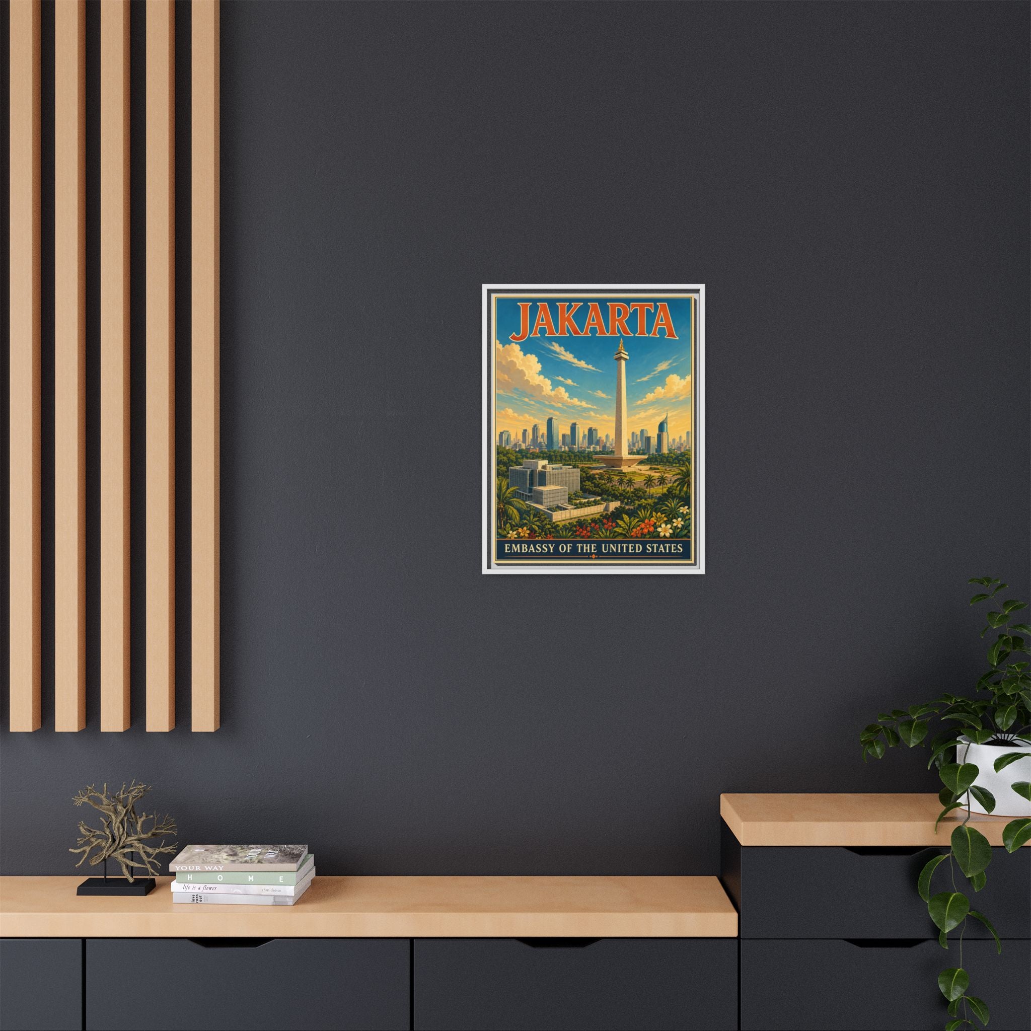 Jakarta Embassy Wrapped Canvas Framed