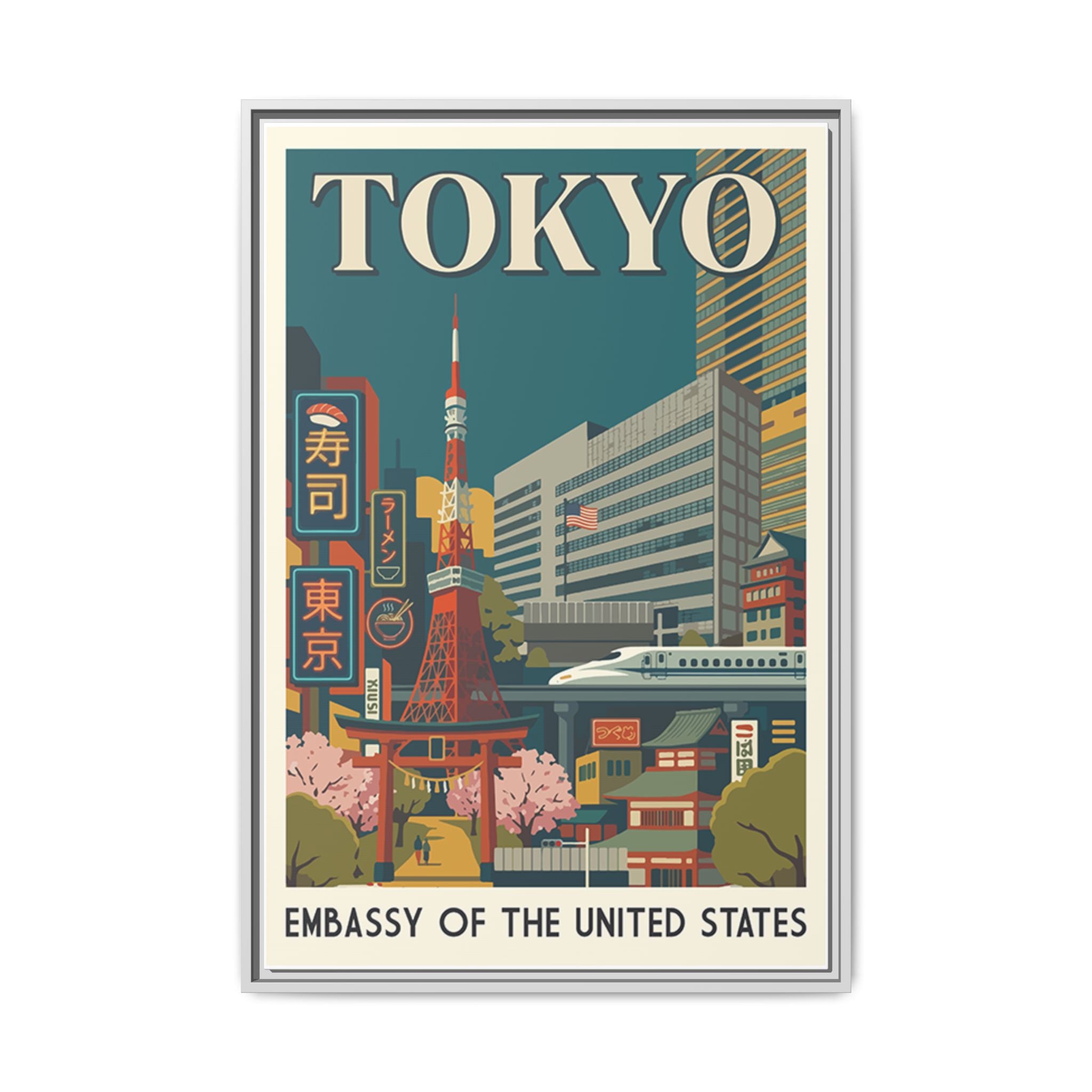 Tokyo Embassy Wrapped Canvas Framed