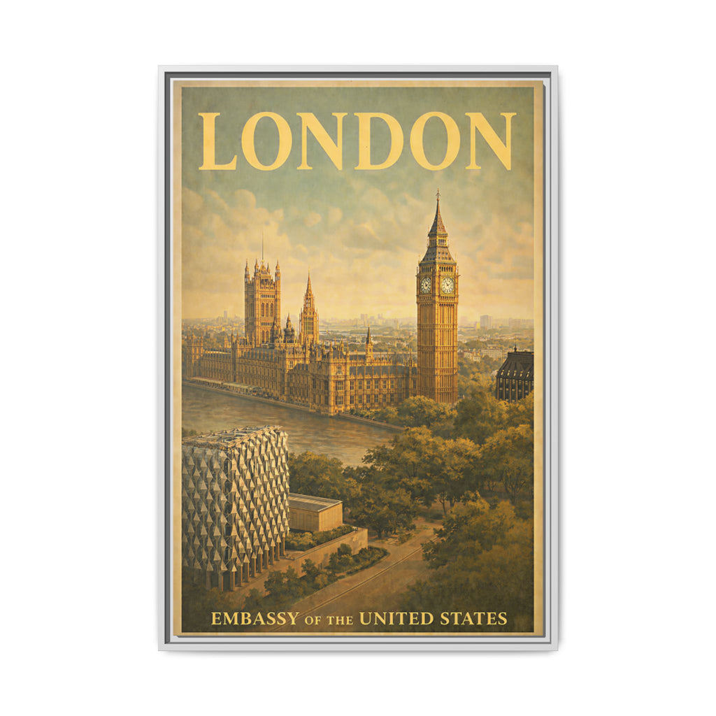 London Embassy Wrapped Canvas Framed