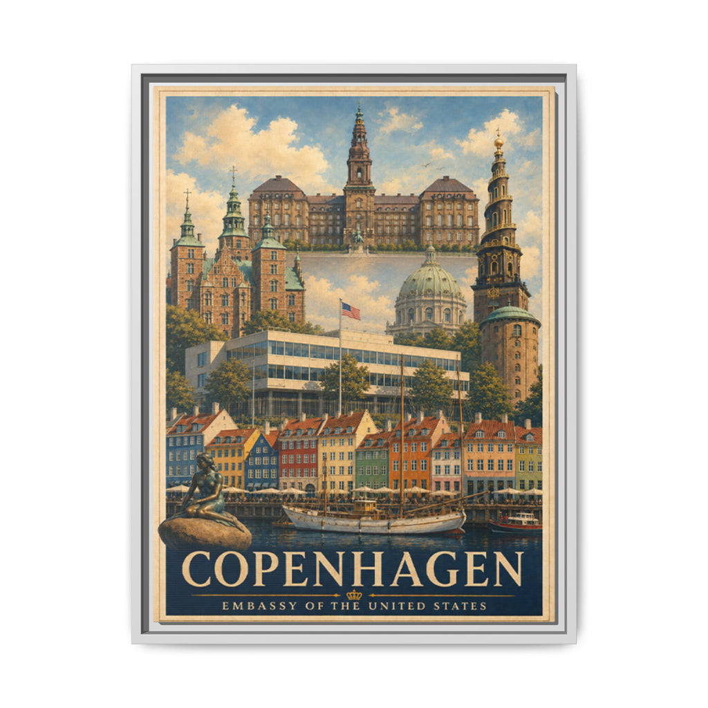 Copenhagen Embassy Wrapped Canvas Framed