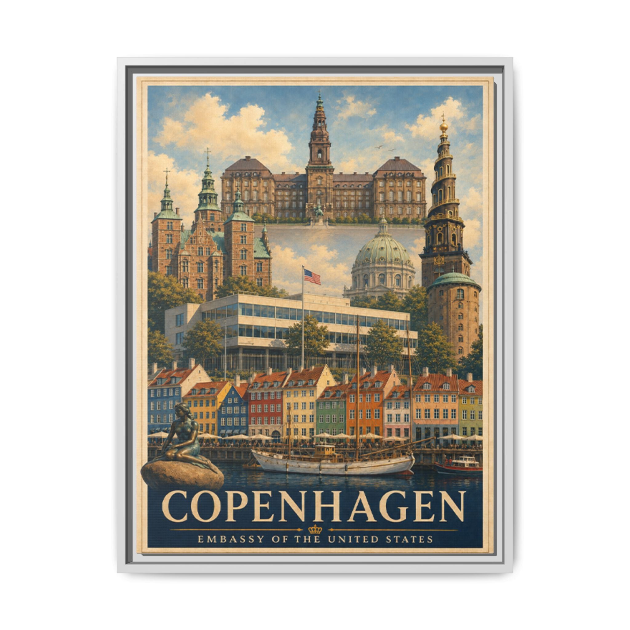 Copenhagen Embassy Wrapped Canvas Framed