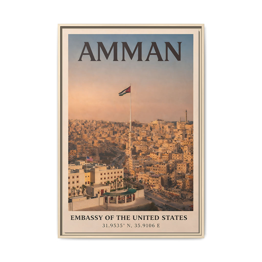 Amman Embassy Wrapped Canvas Framed