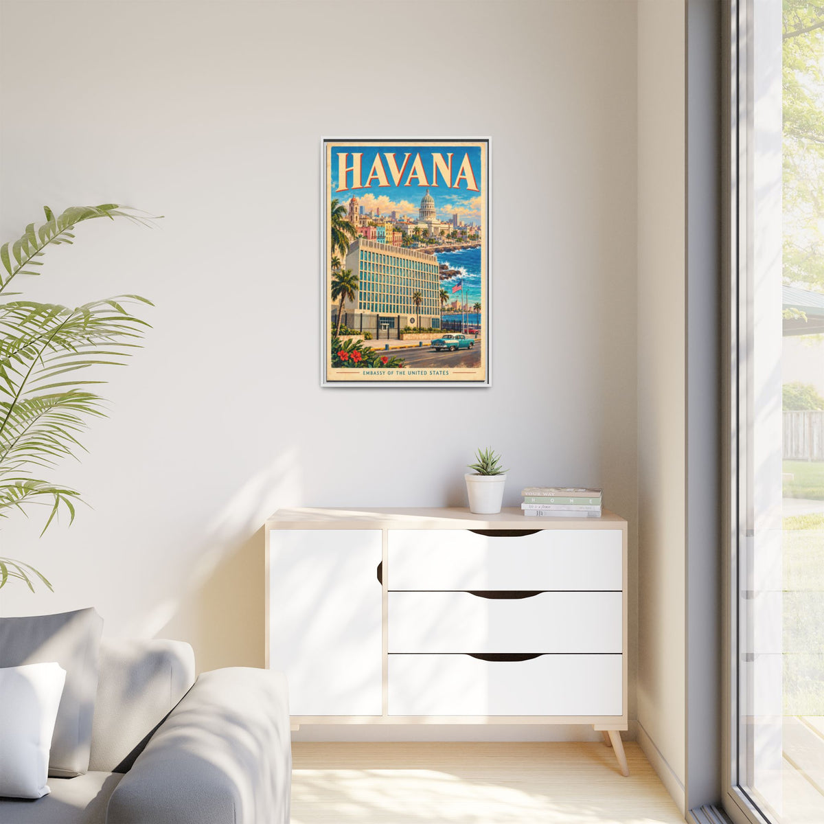 Havana Embassy Wrapped Canvas Framed