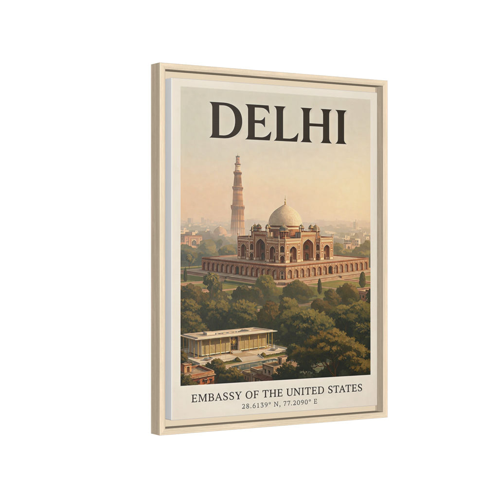 Delhi Embassy Wrapped Canvas Framed