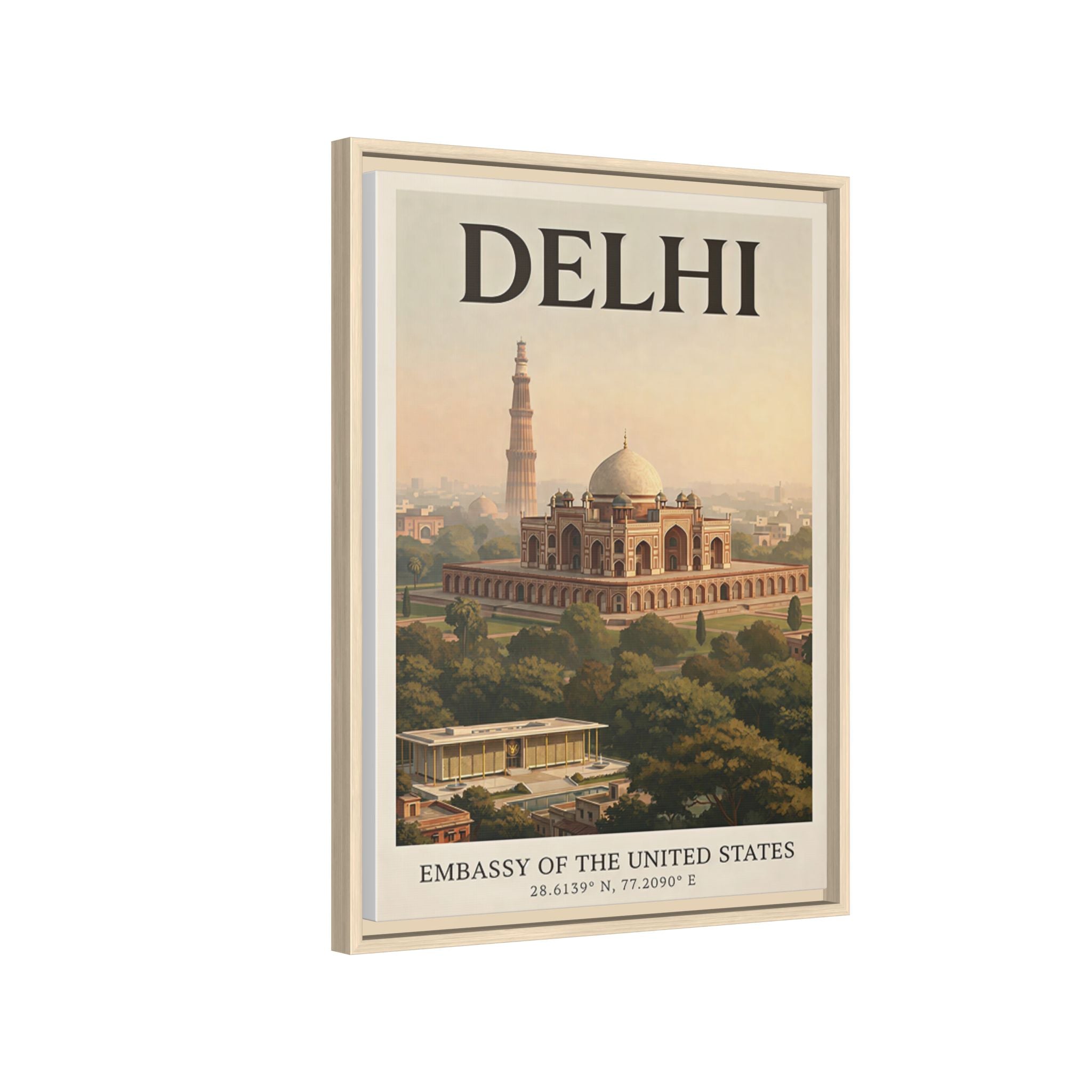 Delhi Embassy Wrapped Canvas Framed