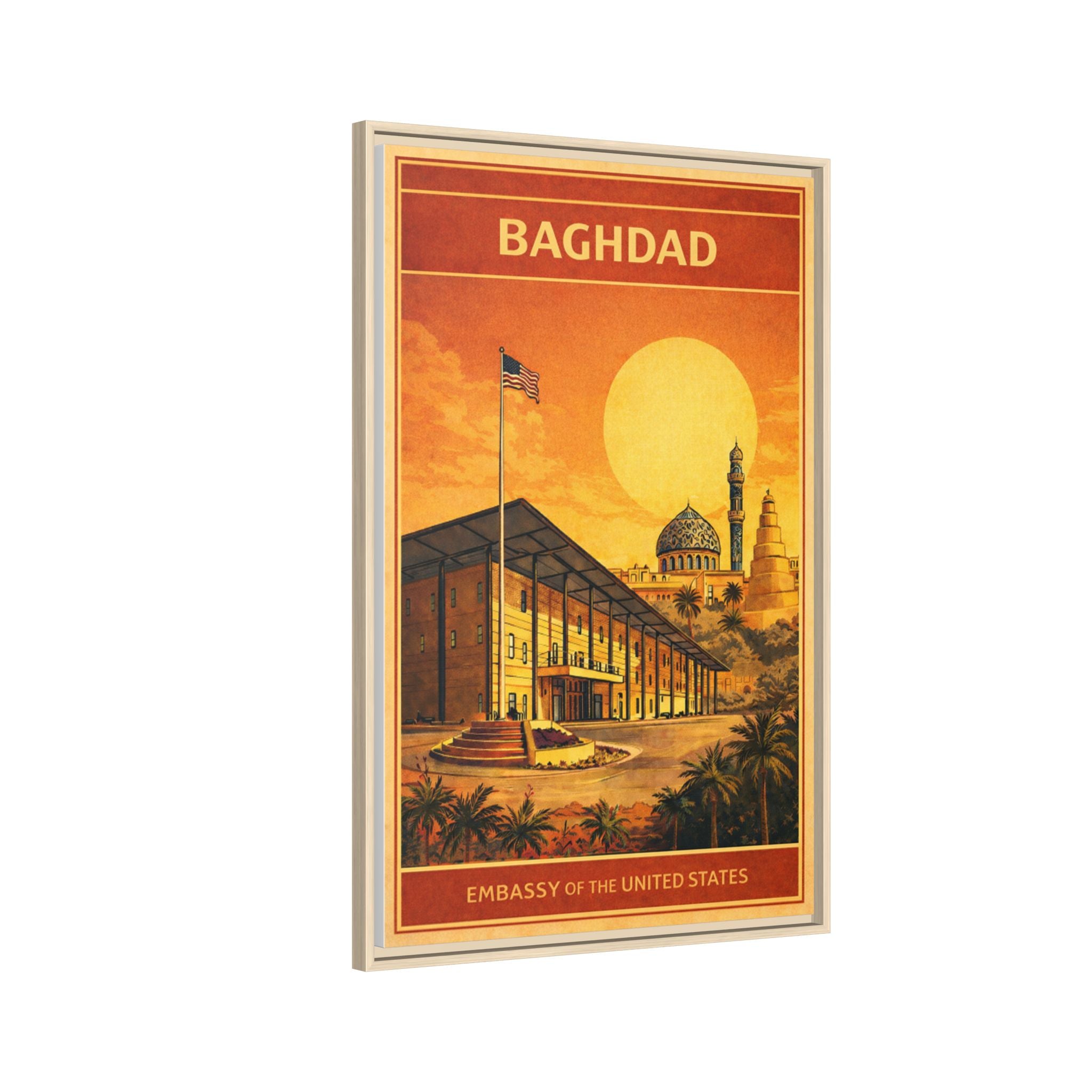 Baghdad Embassy Wrapped Canvas Framed