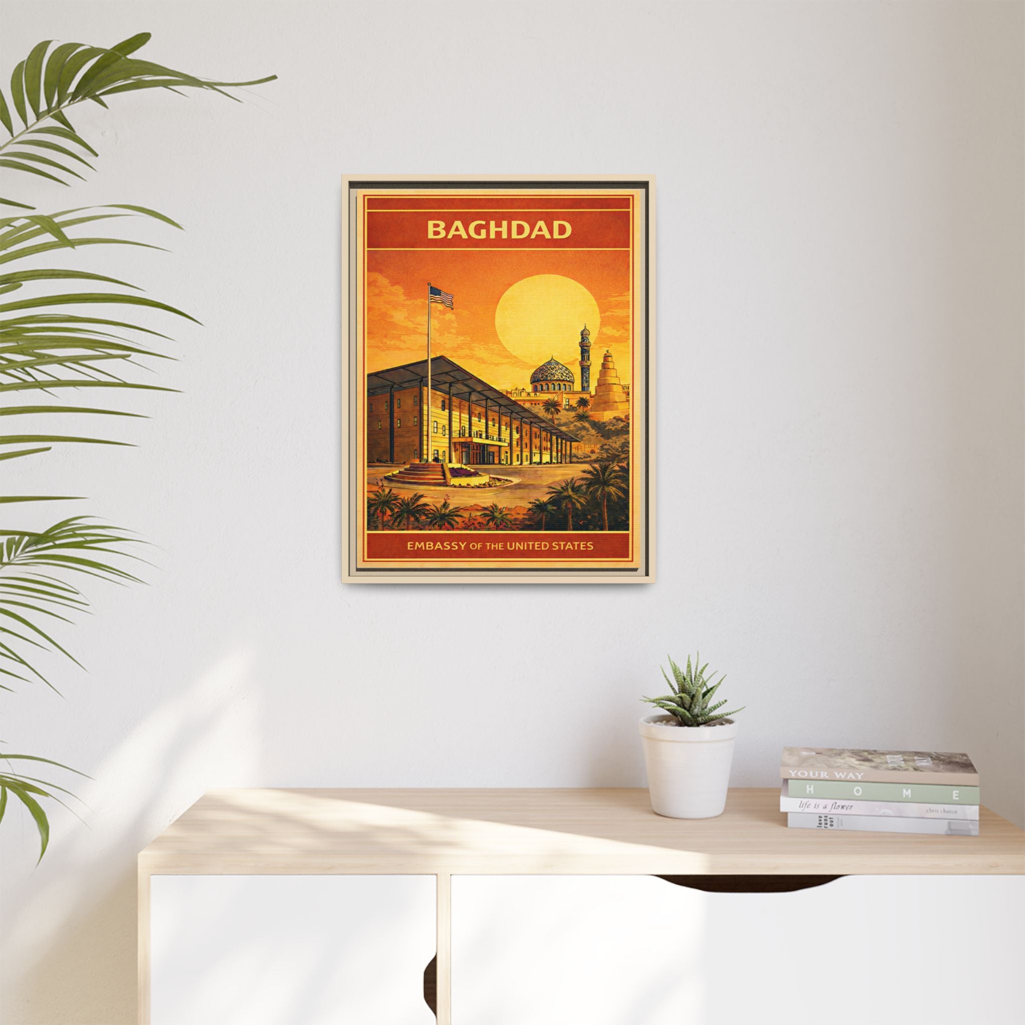 Baghdad Embassy Wrapped Canvas Framed