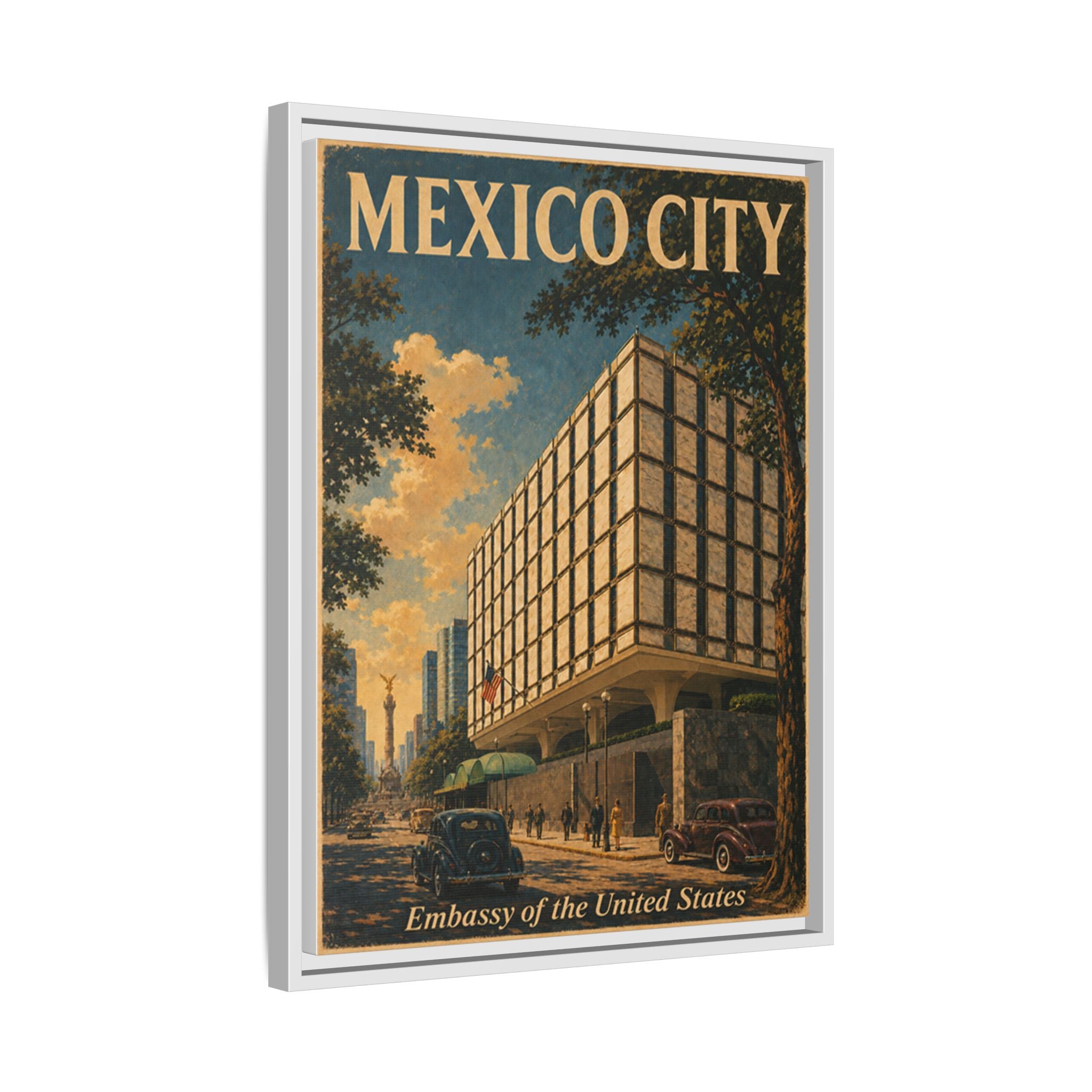 Mexico City Embassy Wrapped Canvas Framed