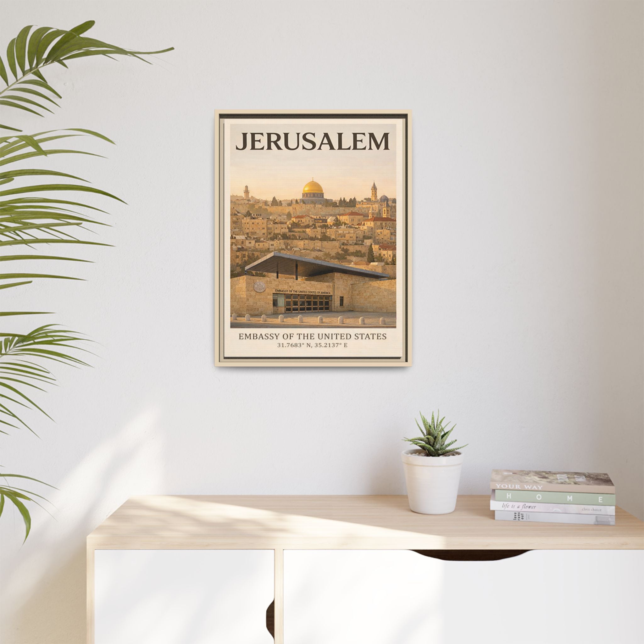 Jerusalem Embassy Wrapped Canvas Framed