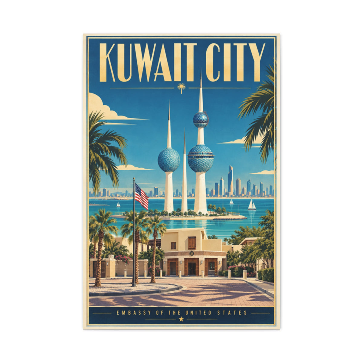 Kuwait City Embassy Wrapped Canvas