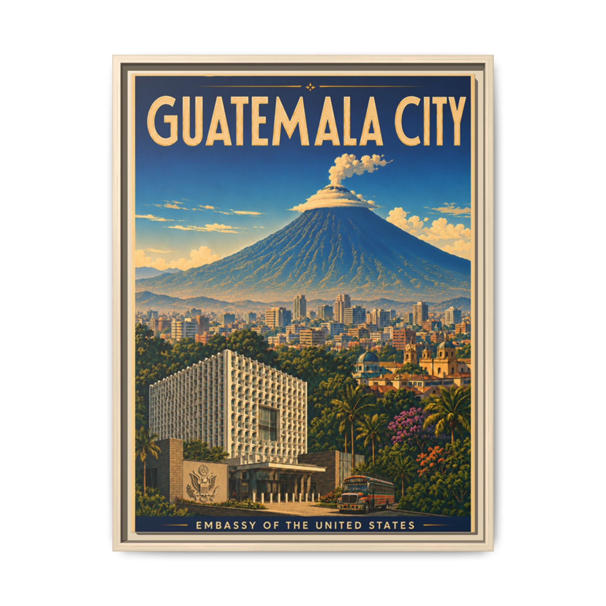 Guatemala City Embassy Wrapped Canvas Framed