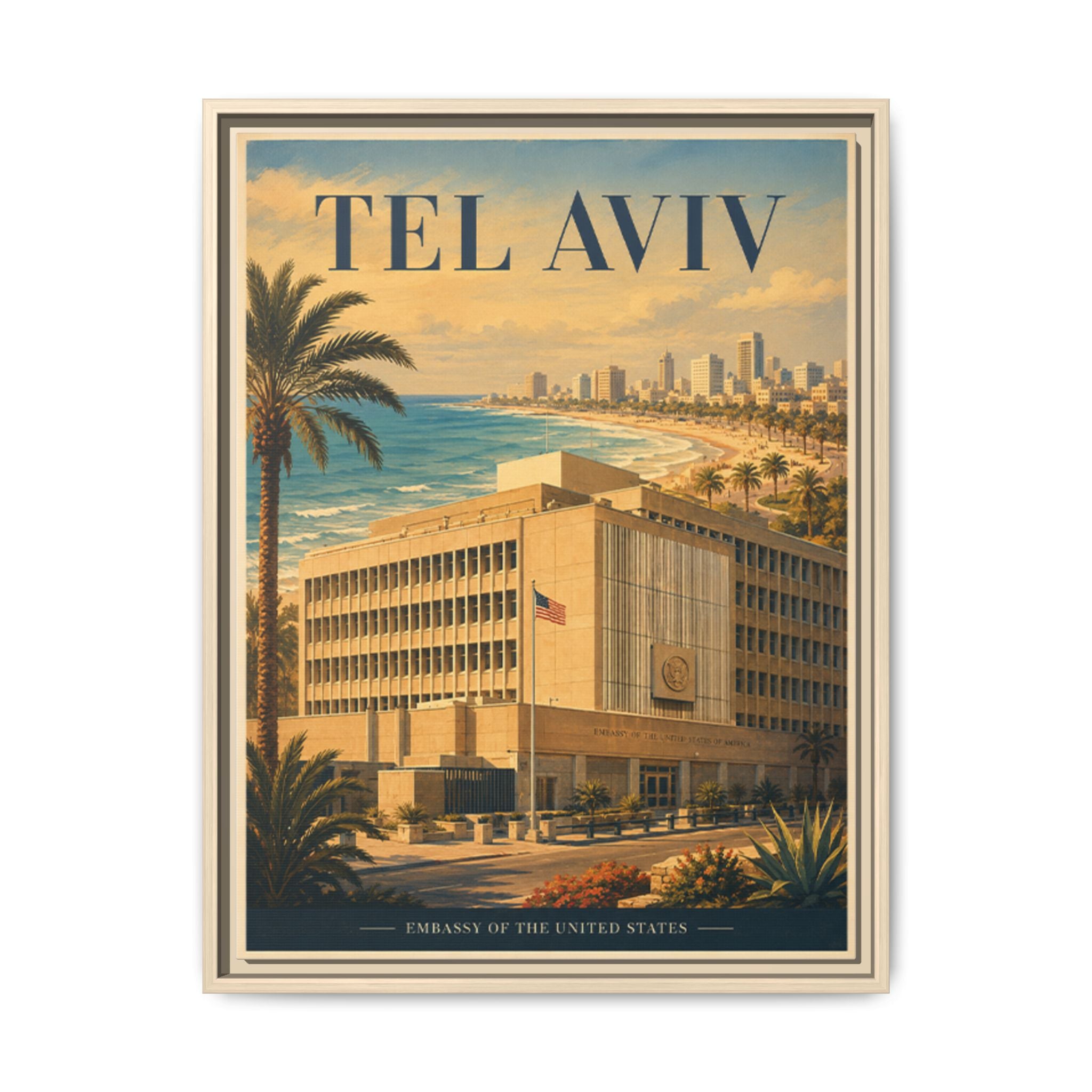 Tel Aviv Embassy Wrapped Canvas Framed
