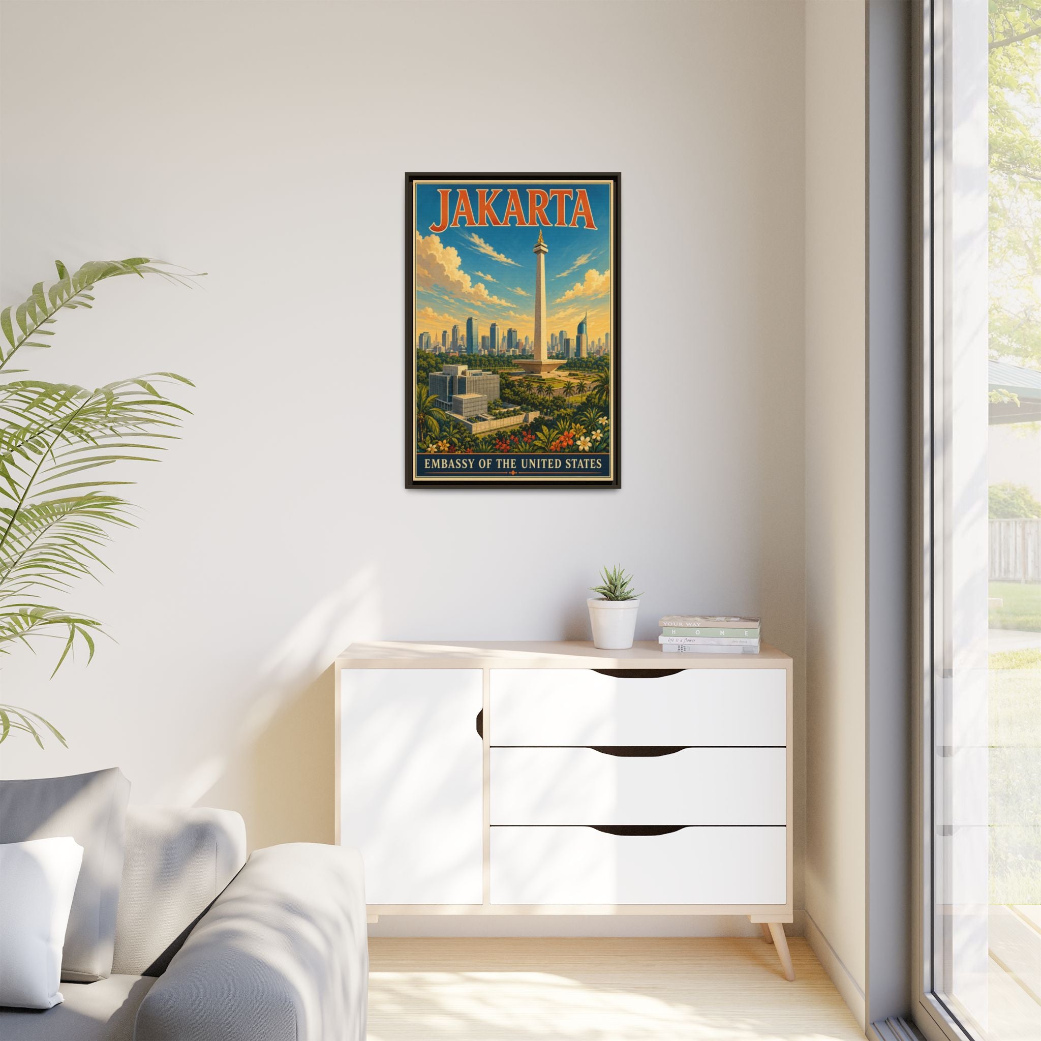 Jakarta Embassy Wrapped Canvas Framed