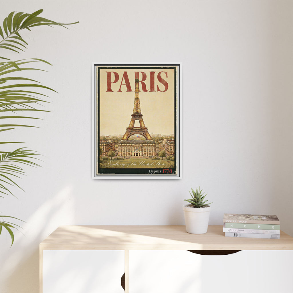 Paris Embassy Wrapped Canvas Framed