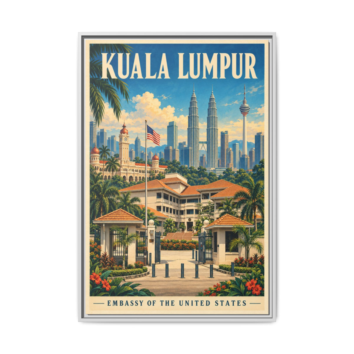 Kuala Lumpur Embassy Wrapped Canvas Framed
