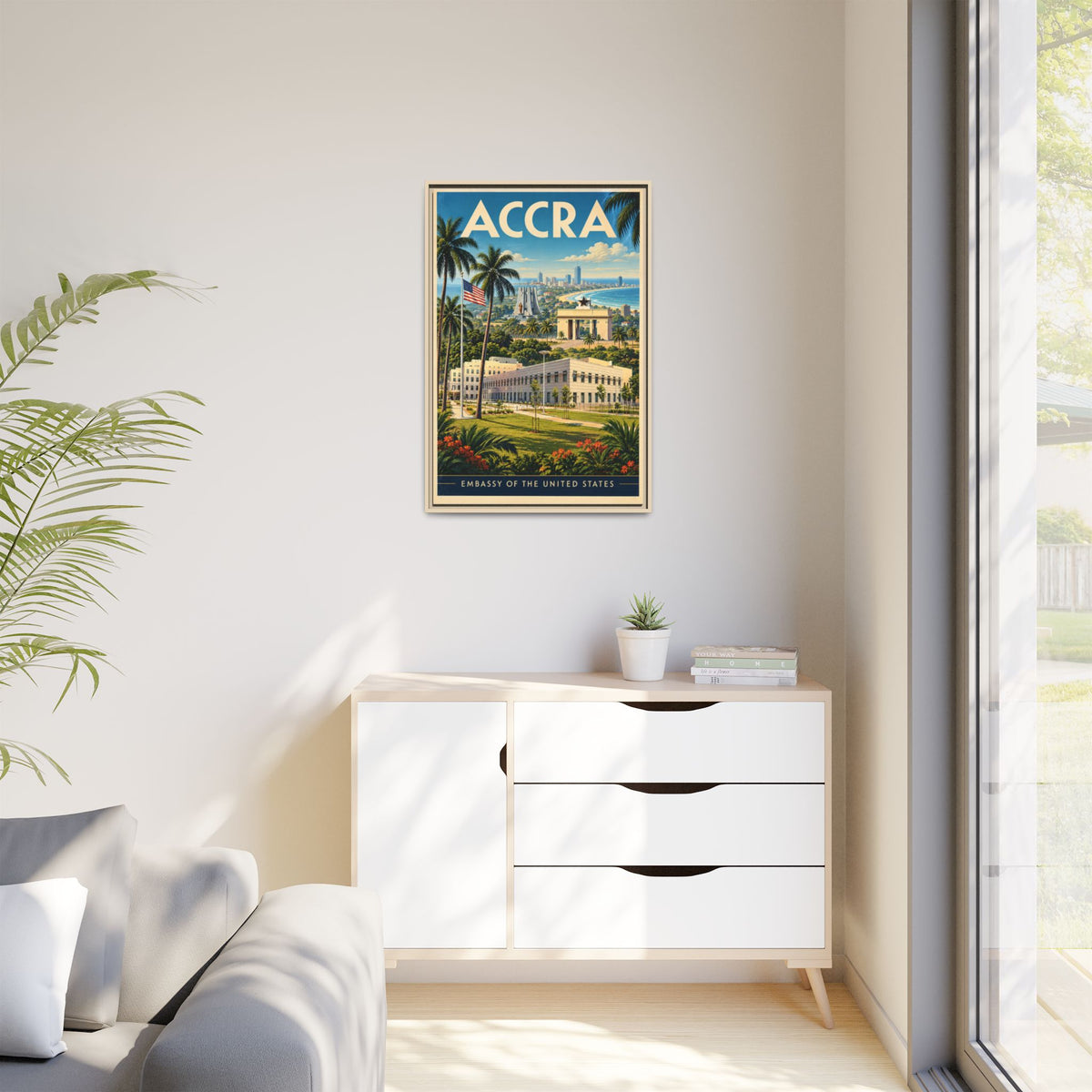 Accra Embassy Wrapped Canvas Framed