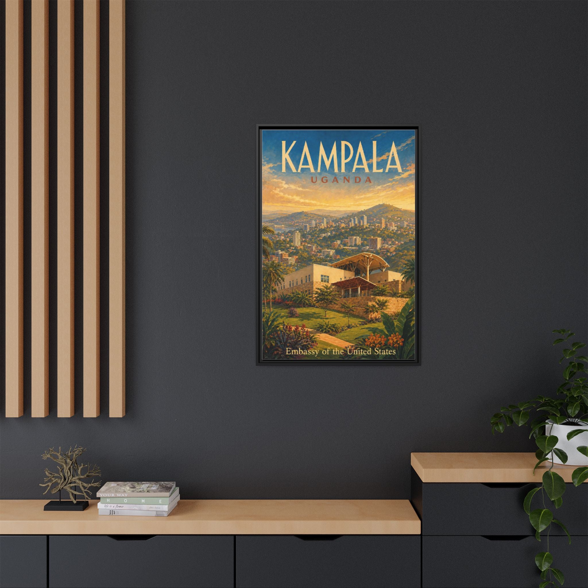 Kampala Uganda Embassy Wrapped Canvas Framed