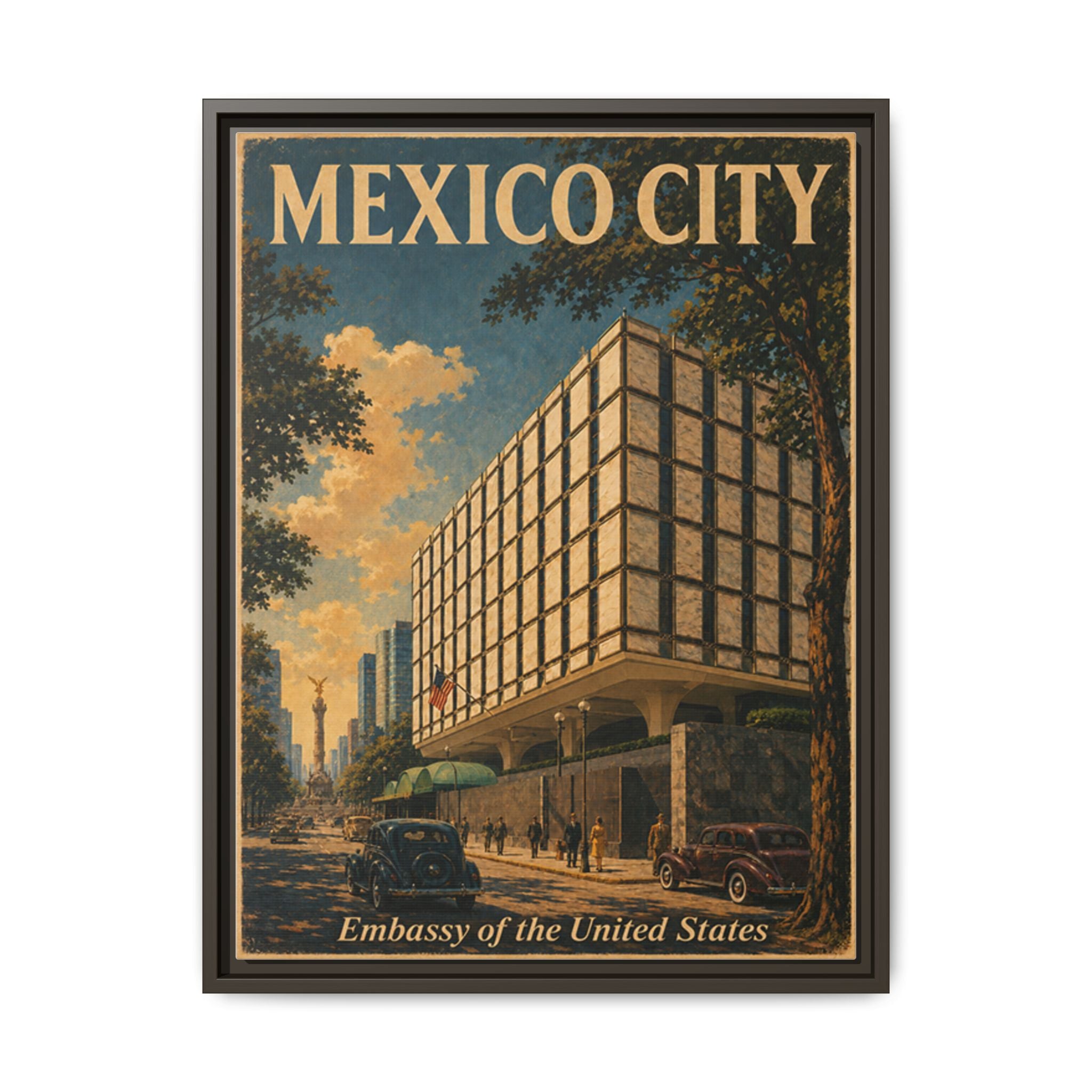 Mexico City Embassy Wrapped Canvas Framed