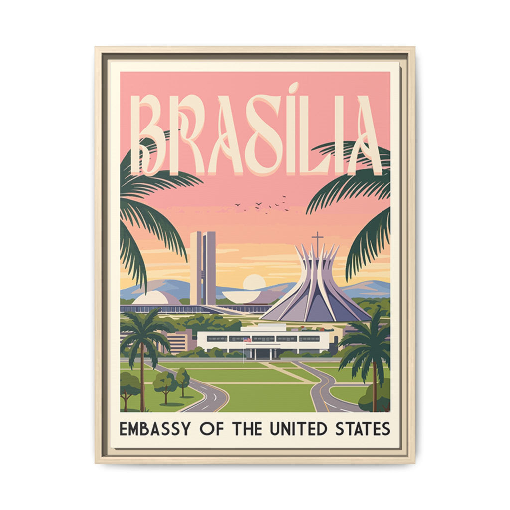 Brasília Embassy Wrapped Canvas Framed
