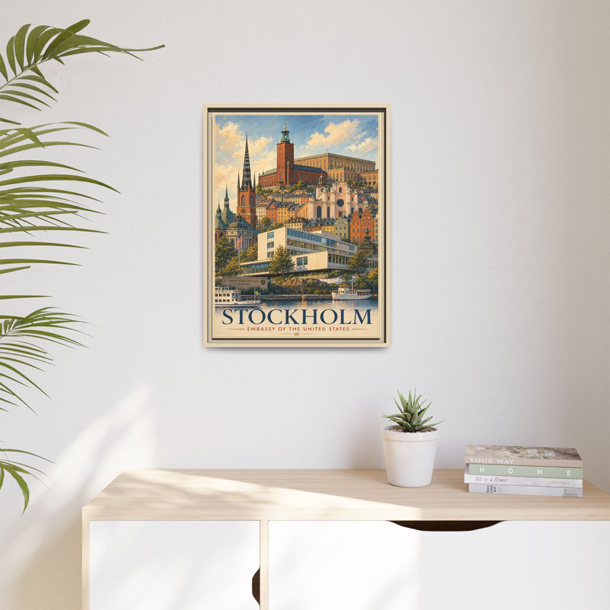 Stockholm Embassy Wrapped Canvas Framed