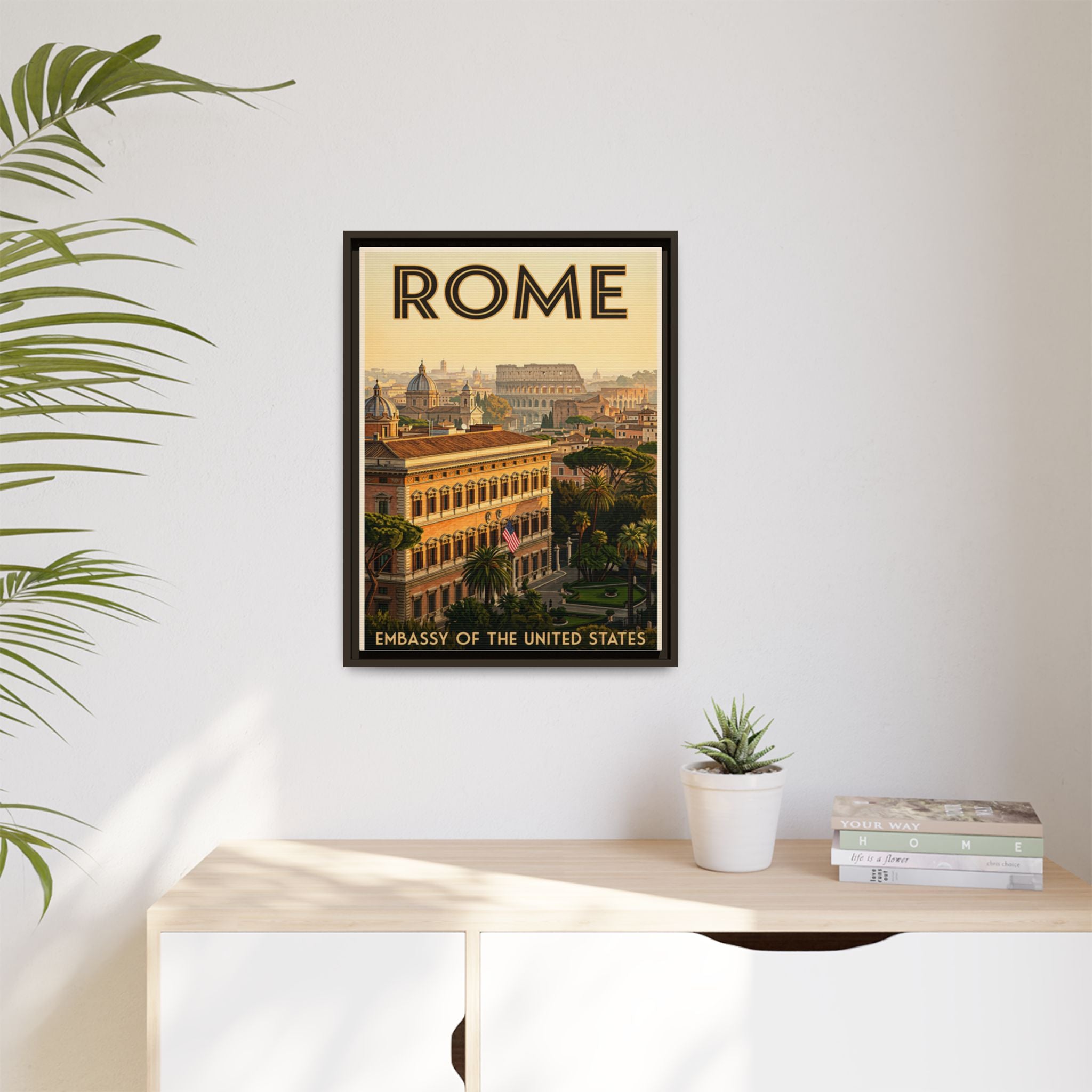 Rome Embassy Wrapped Canvas Framed