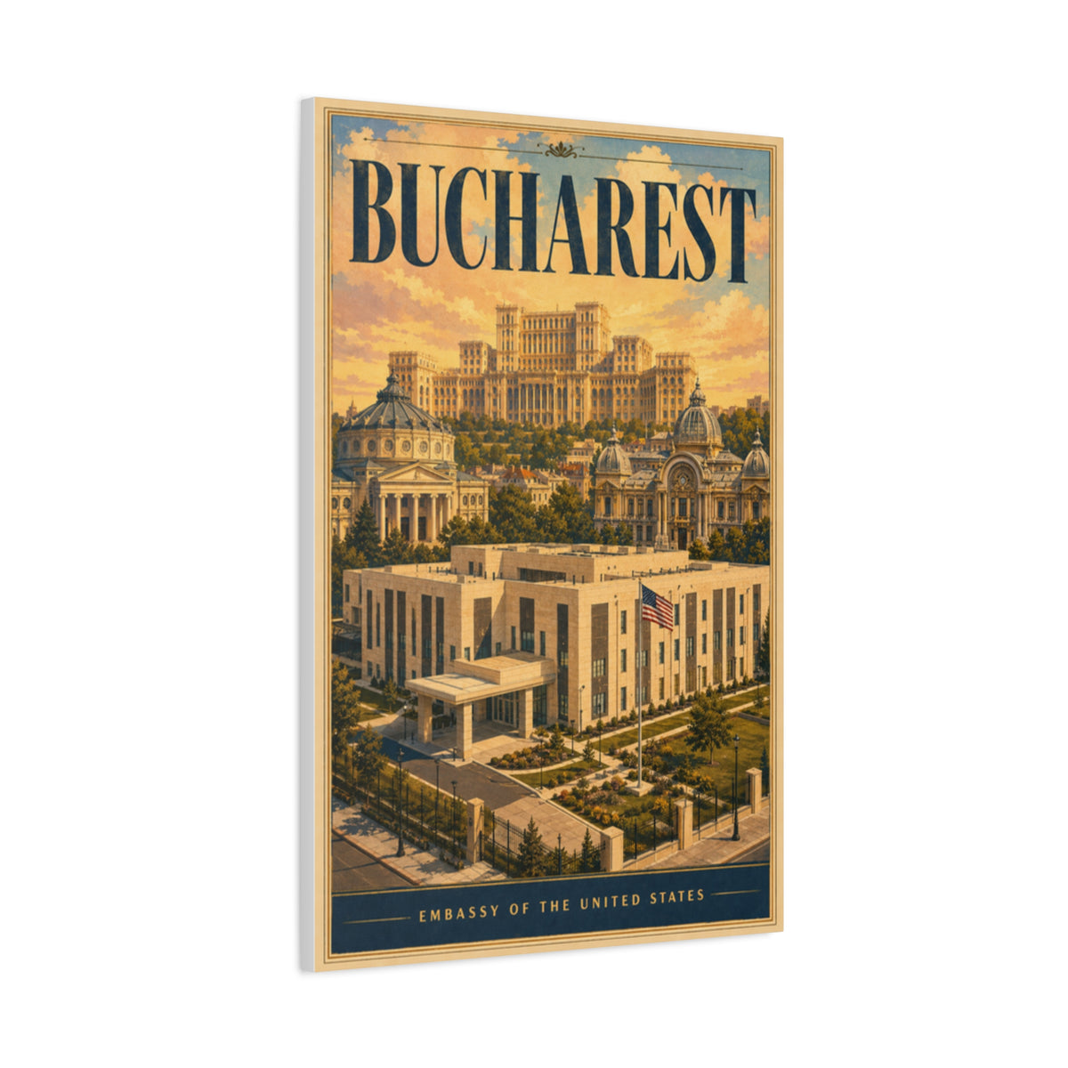 Bucharest Embassy Wrapped Canvas