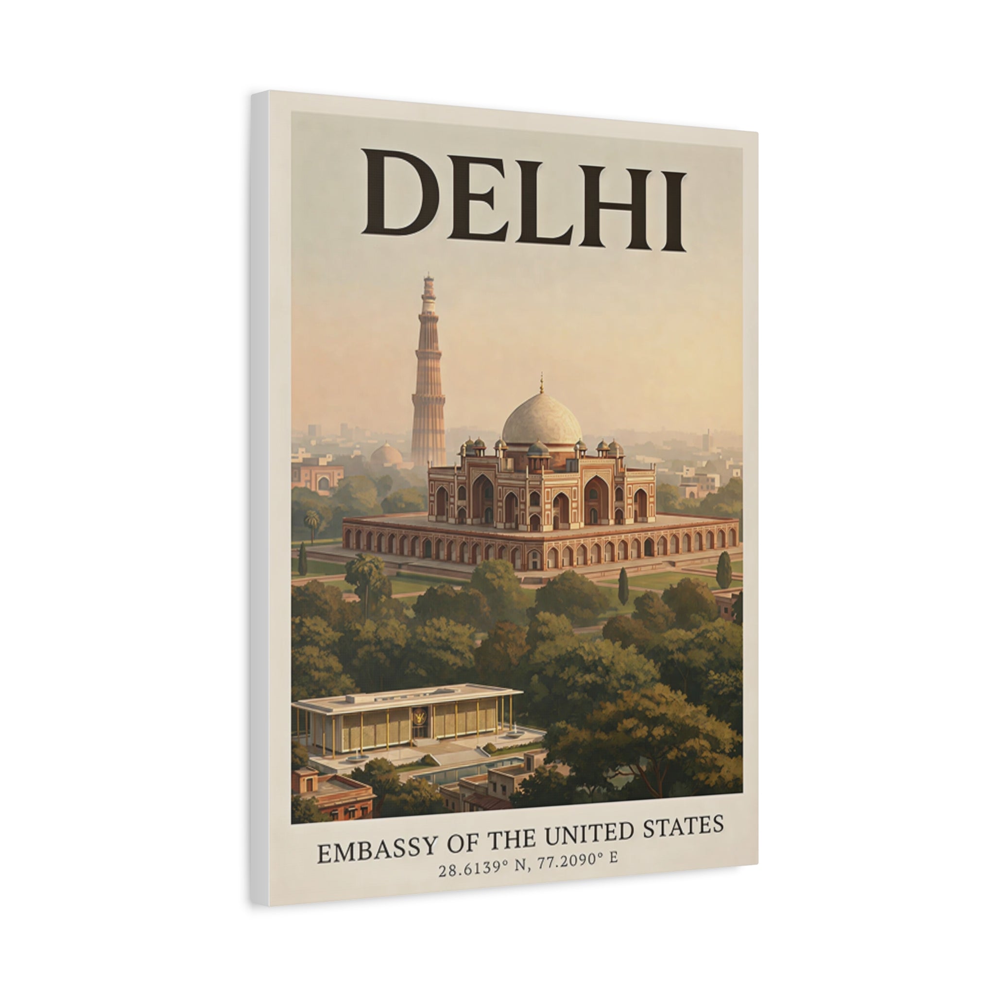 Delhi Embassy Wrapped Canvas