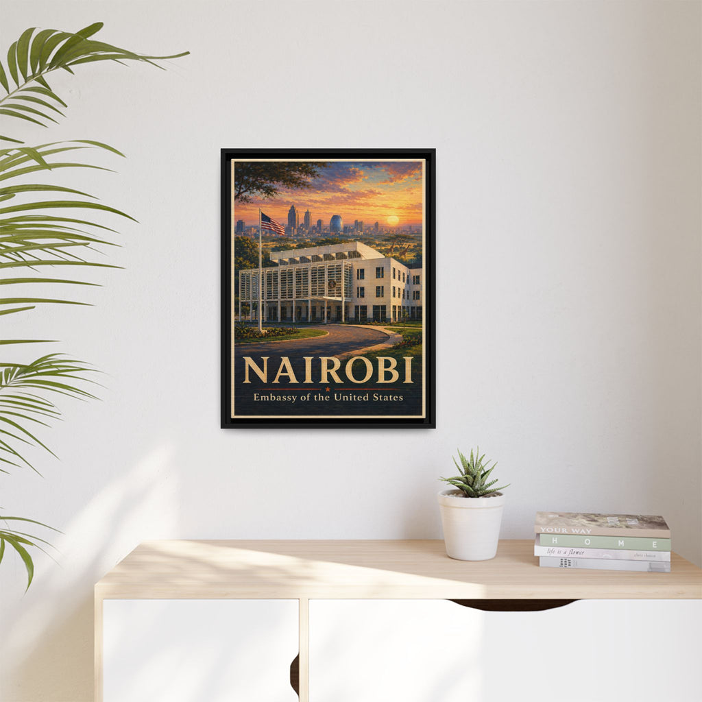 Nairobi Embassy Wrapped Canvas Framed