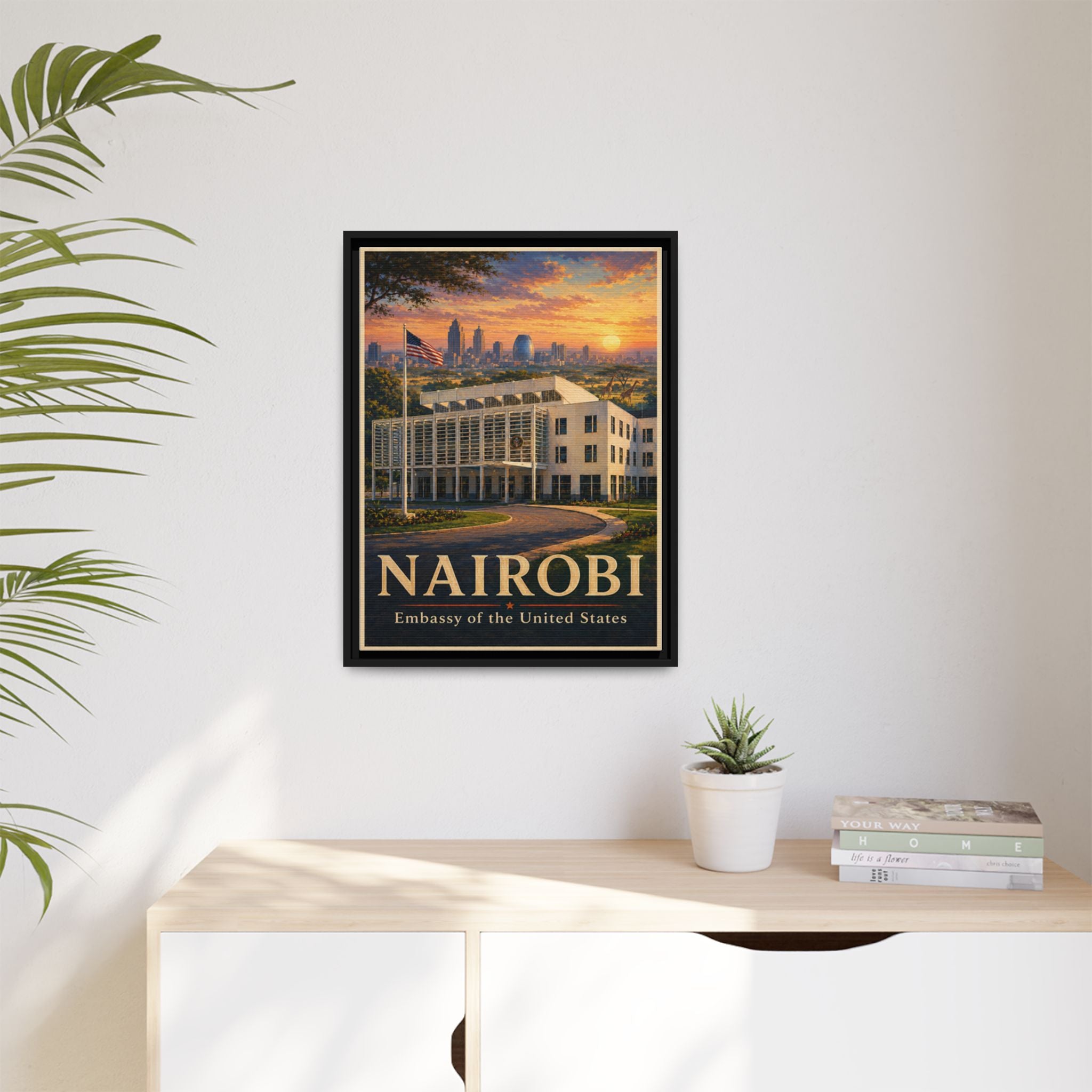 Nairobi Embassy Wrapped Canvas Framed