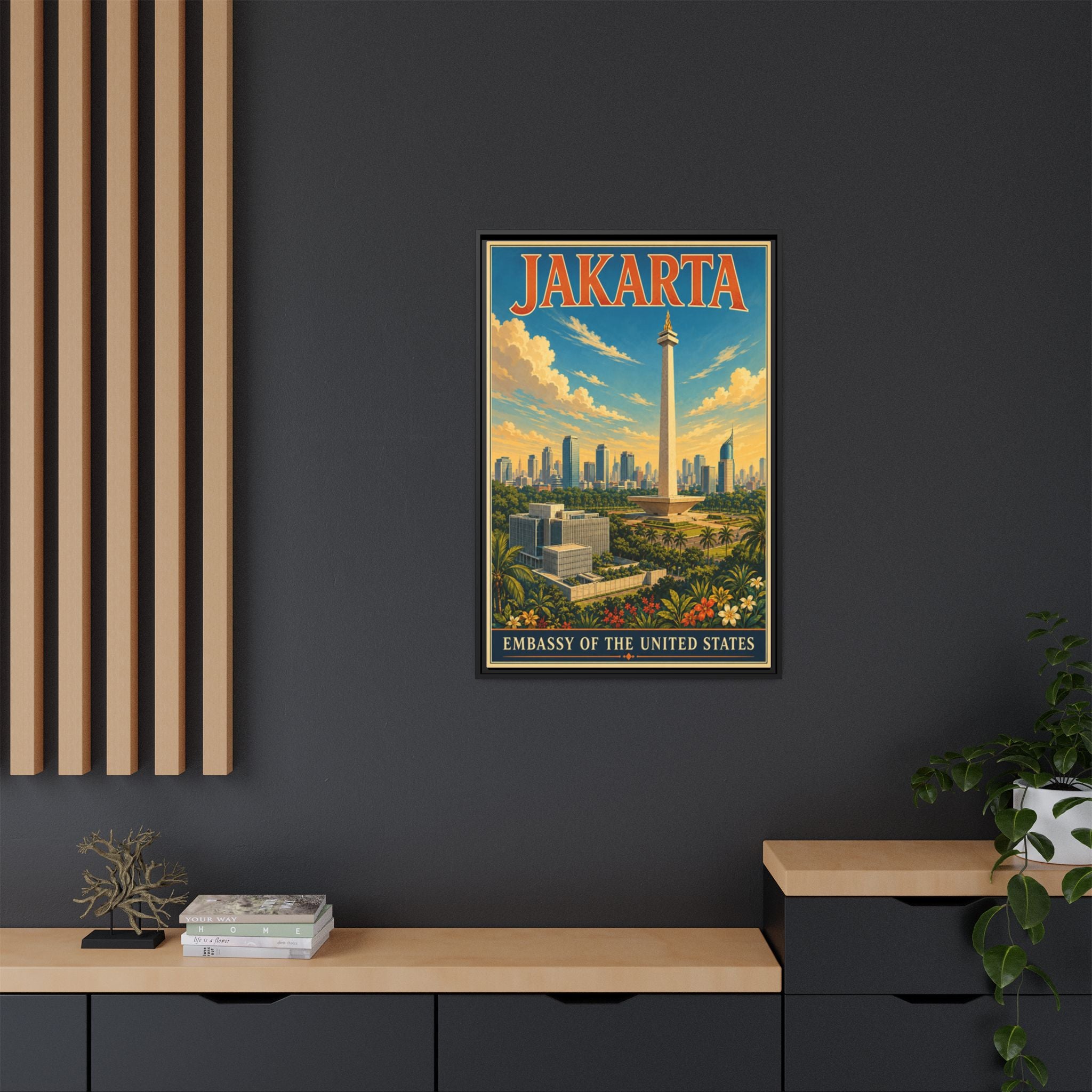 Jakarta Embassy Wrapped Canvas Framed