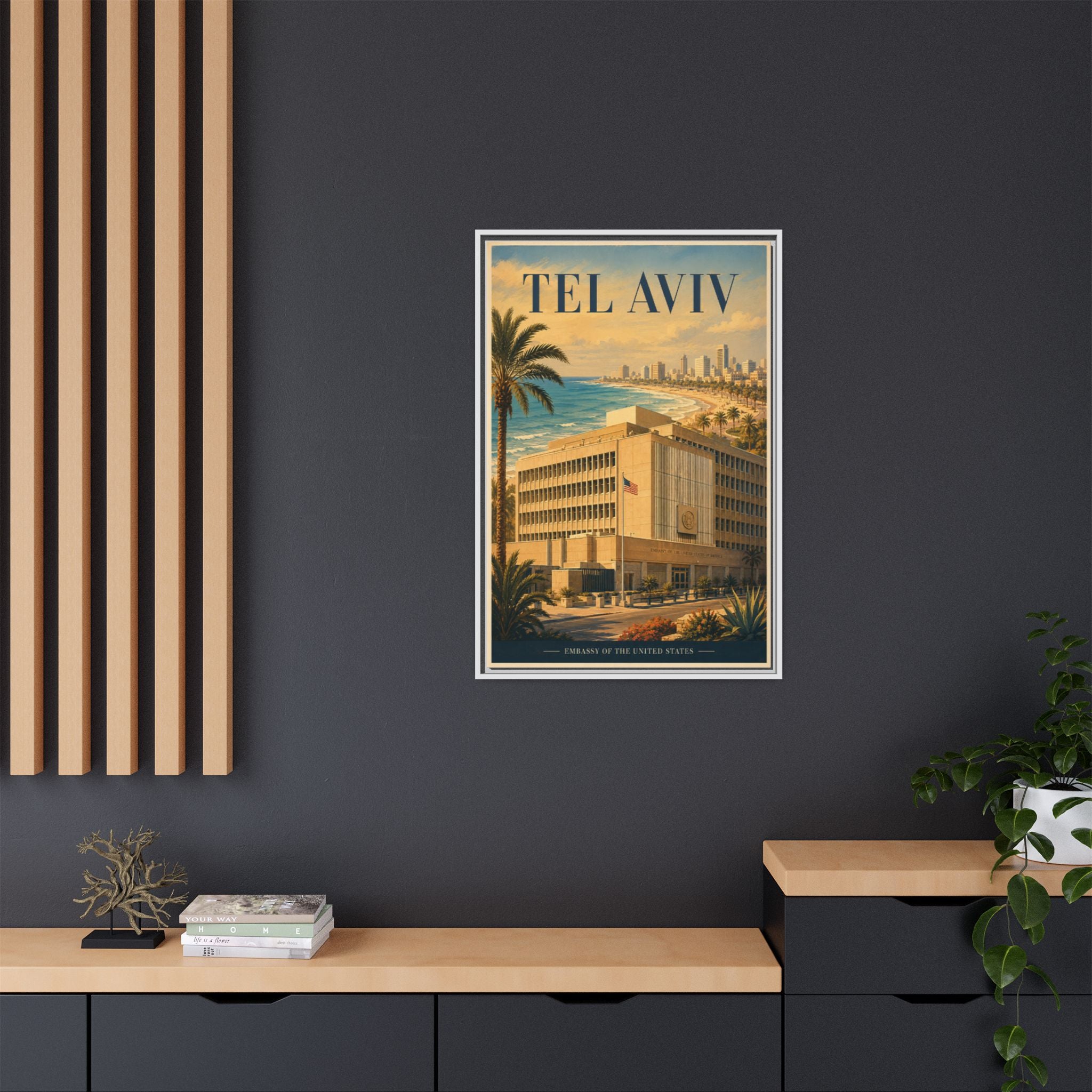 Tel Aviv Embassy Wrapped Canvas Framed