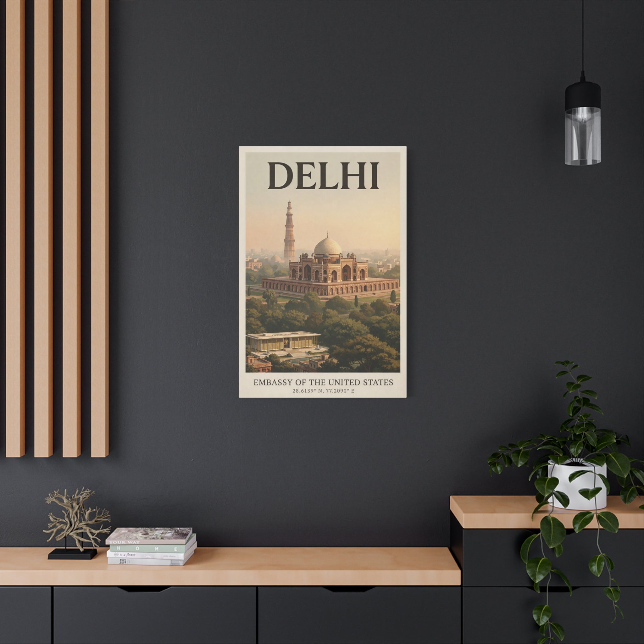 Delhi Embassy Wrapped Canvas