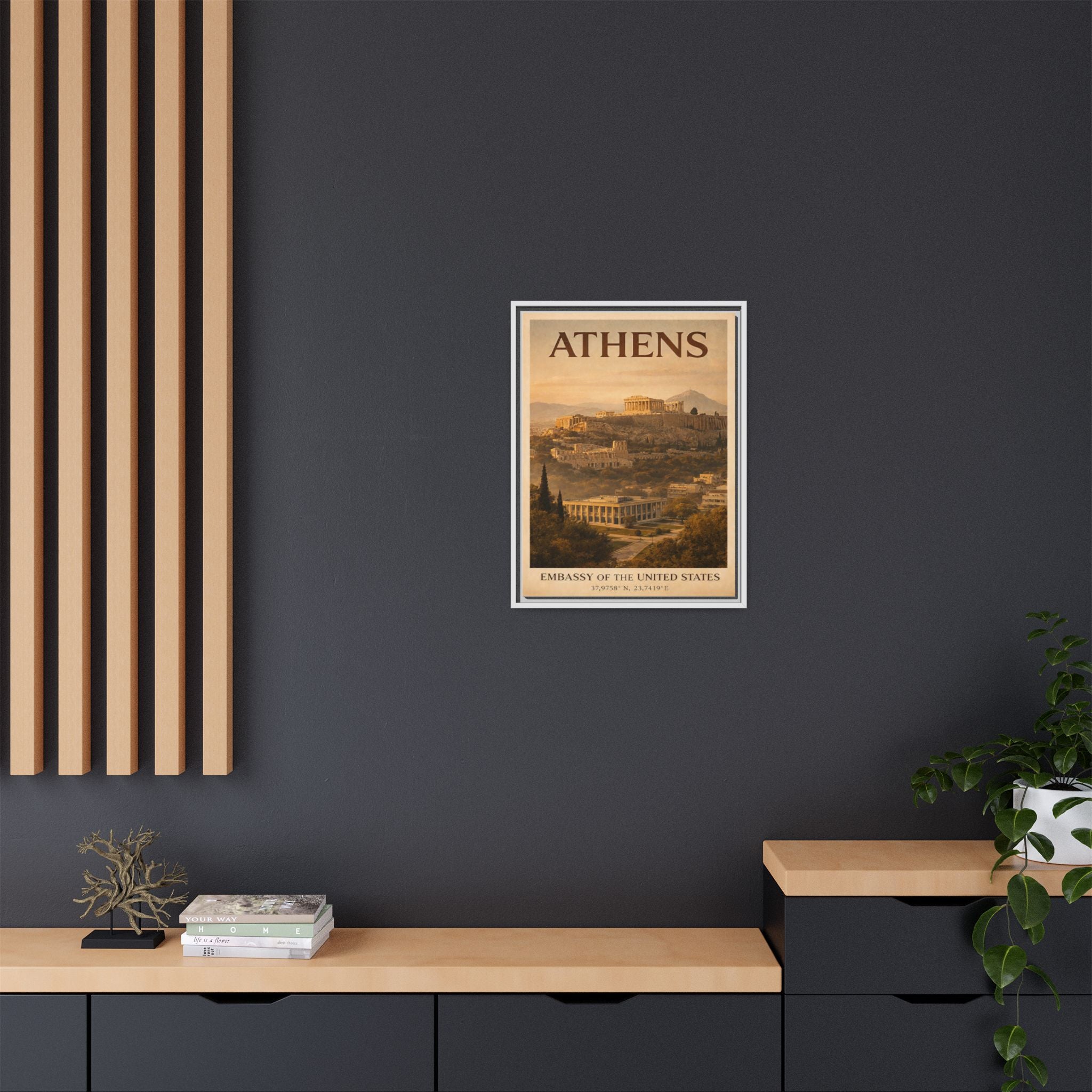 Athens Embassy Wrapped Canvas Framed