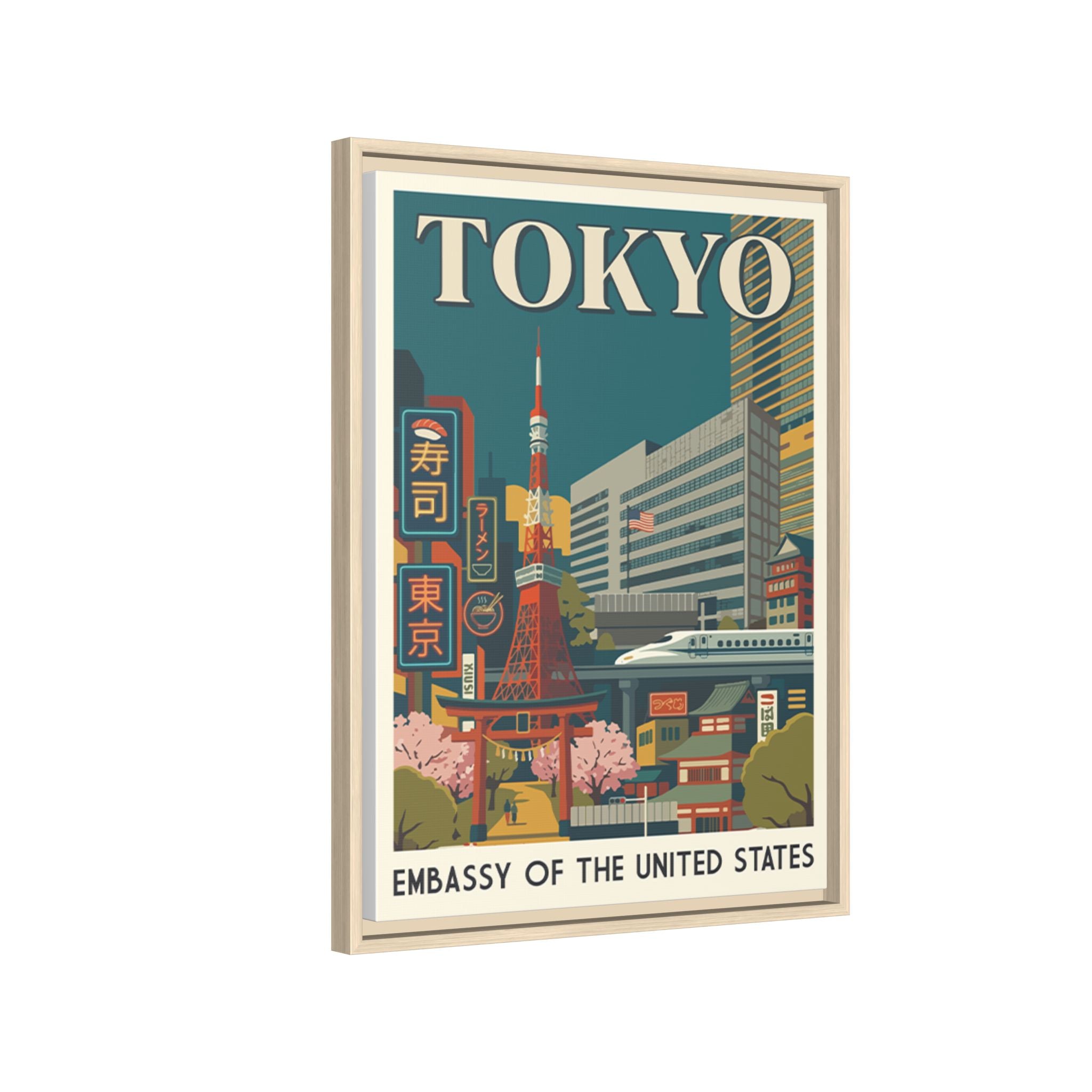 Tokyo Embassy Wrapped Canvas Framed