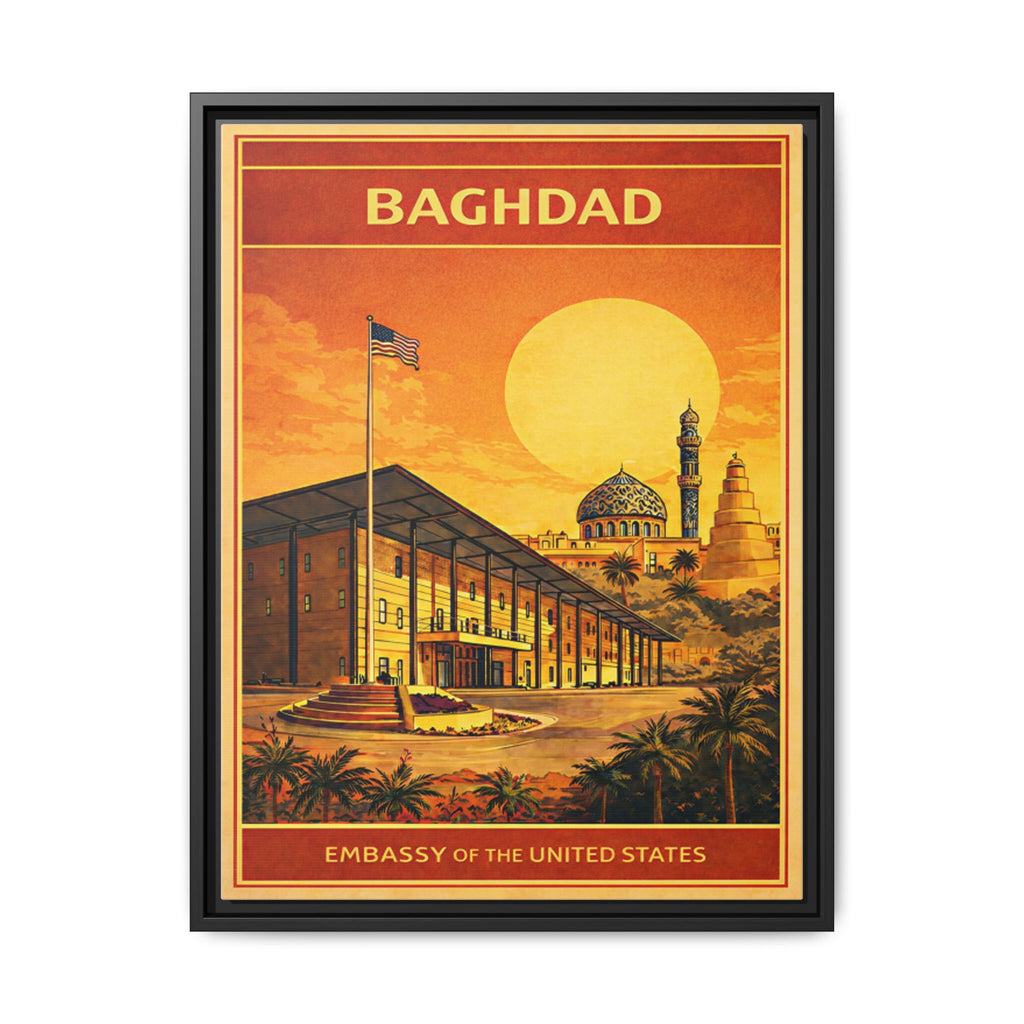 Baghdad Embassy Wrapped Canvas Framed