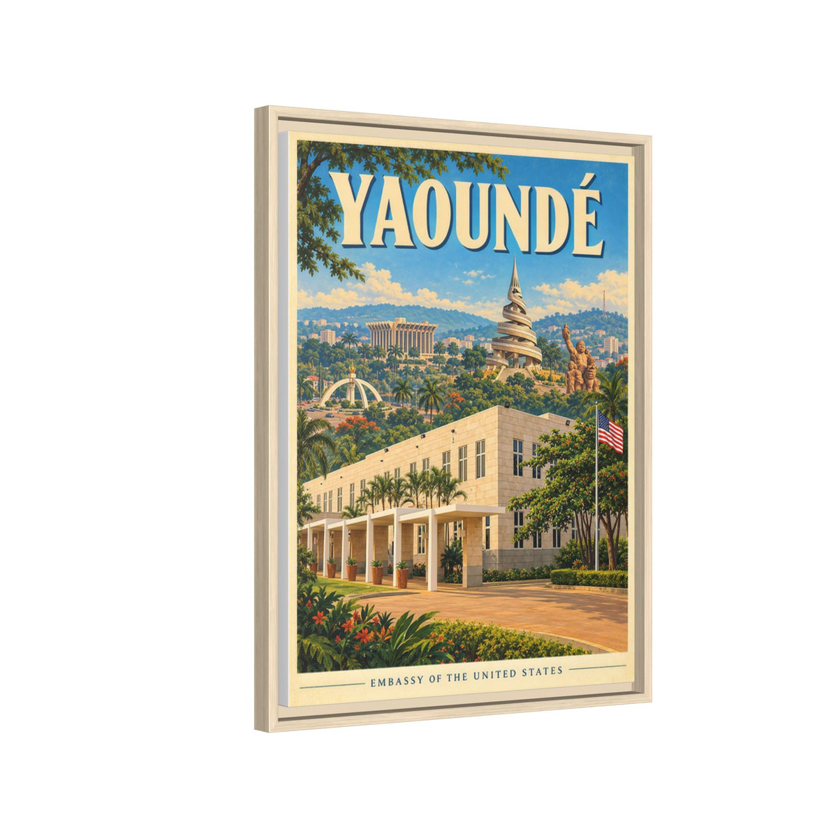 Yaoundé Embassy Wrapped Canvas Framed