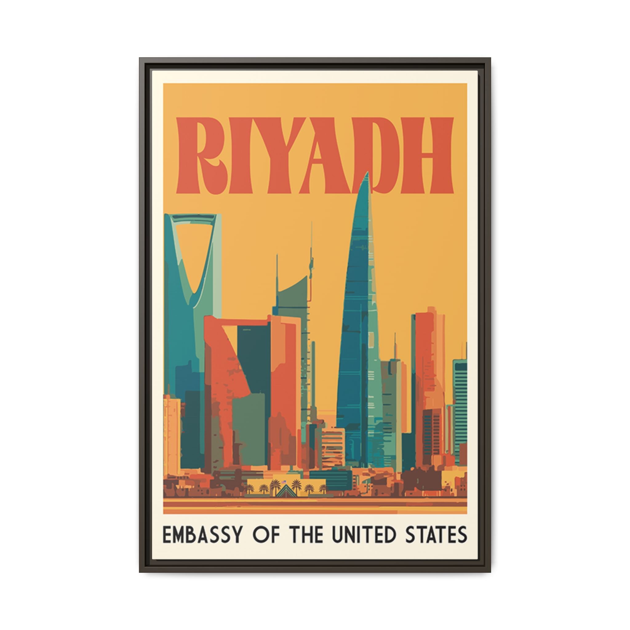 Riyadh Embassy Wrapped Canvas Framed