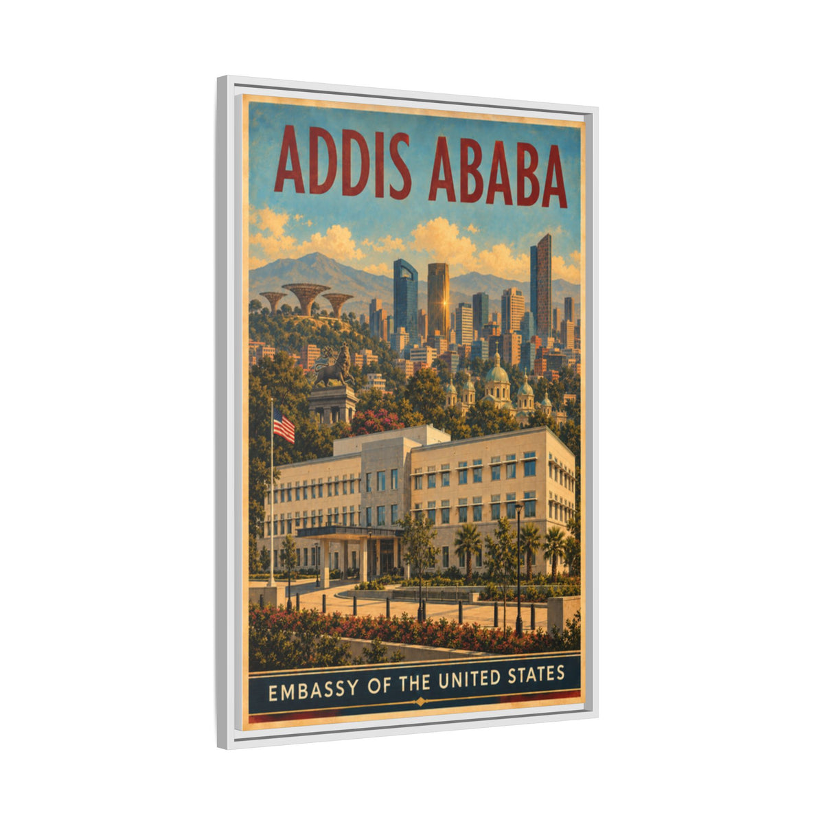 Addis Ababa Embassy Wrapped Canvas Framed