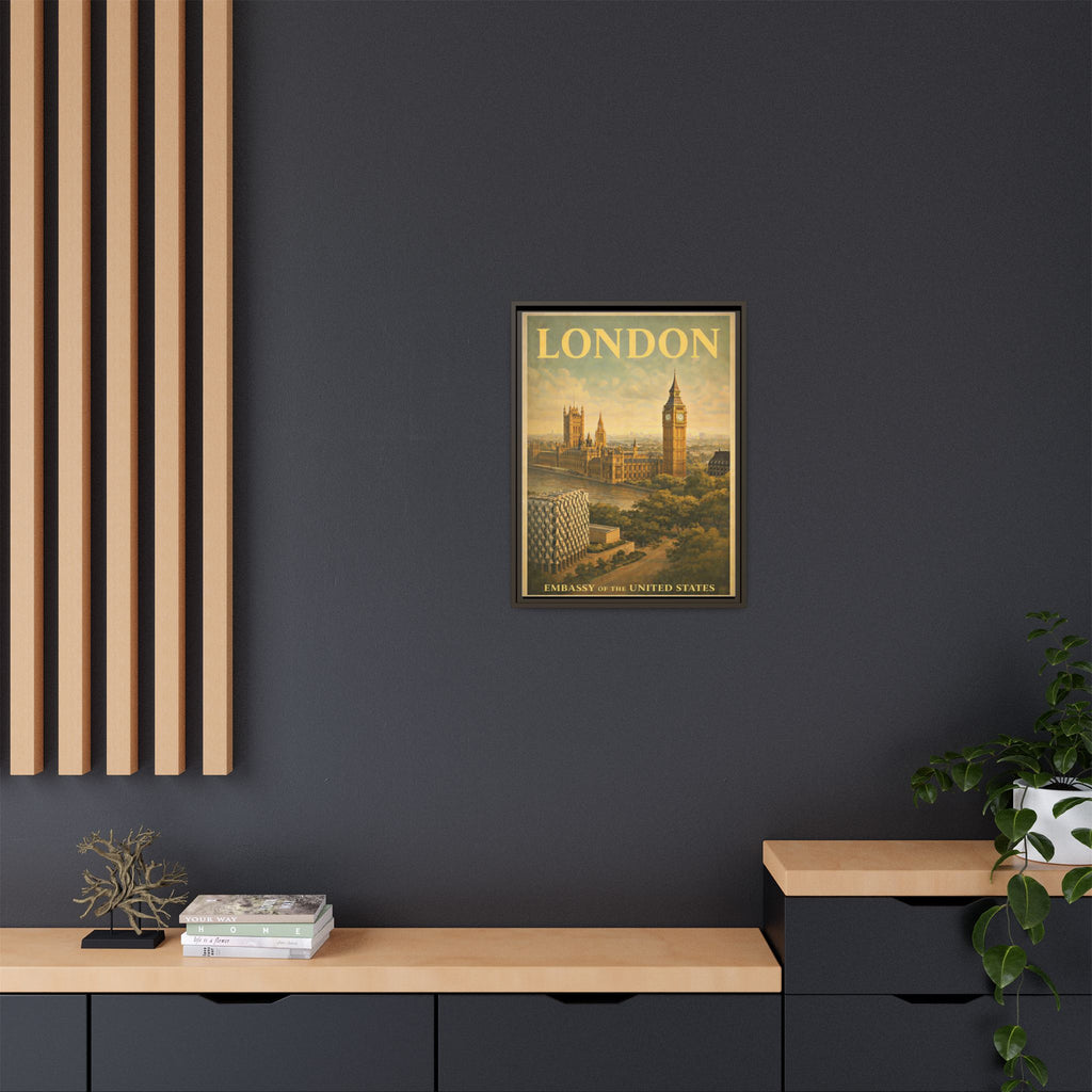 London Embassy Wrapped Canvas Framed